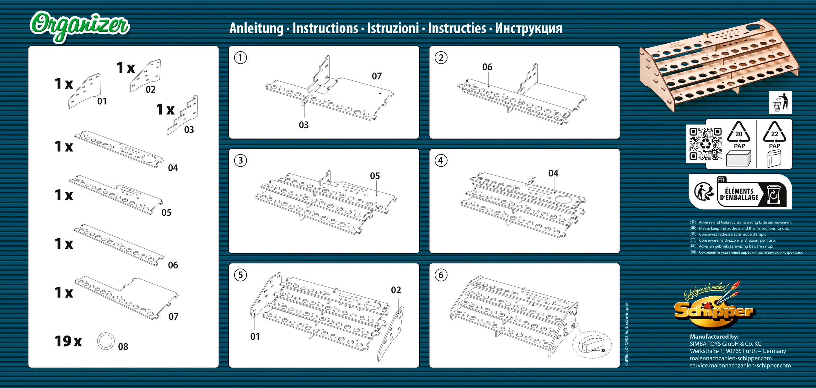 Schipper Malen nach Zahlen Malen nach Zahlen, Organizer, passend für Schipper Zubehör
