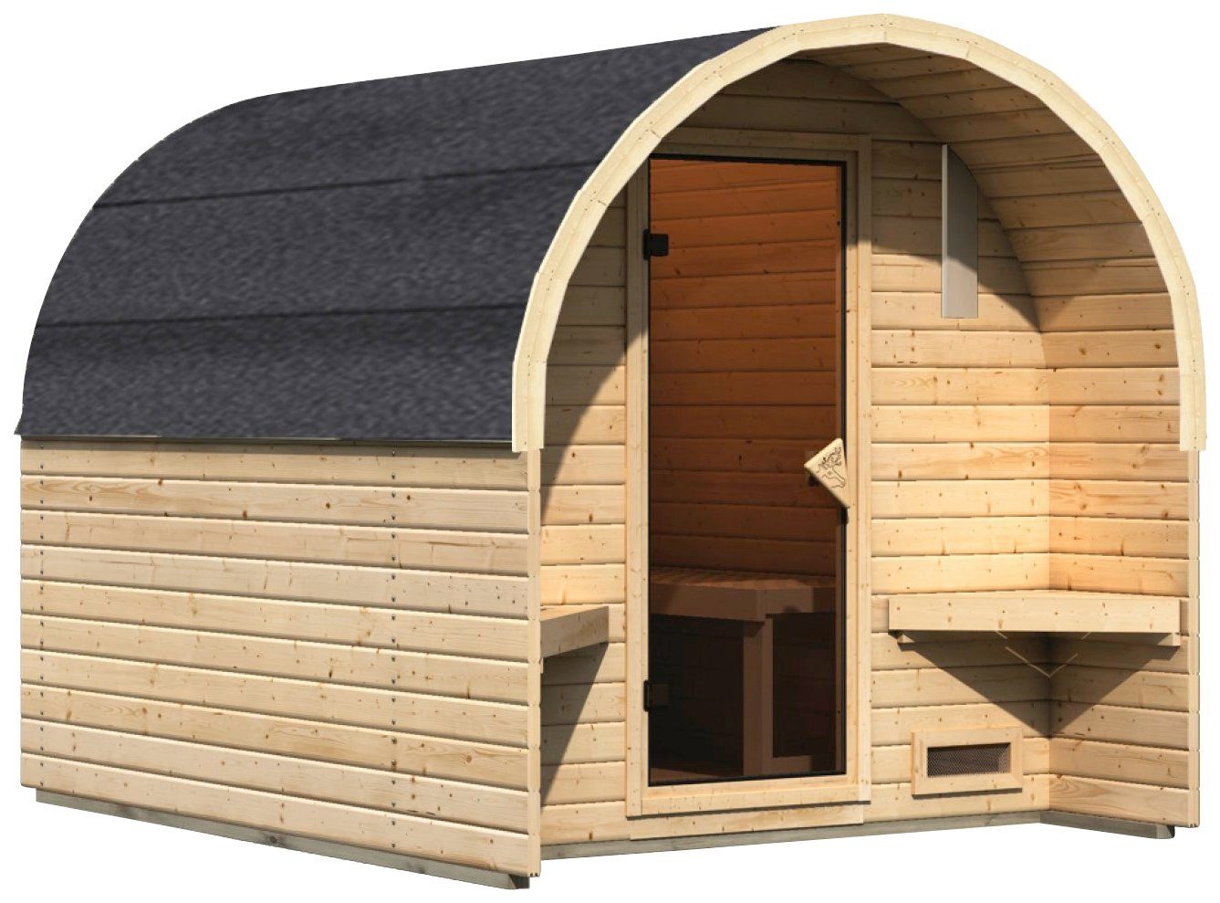 Karibu Fasssauna Fasshaus 2, BxTxH: 219 x 295 x 229 cm, 40 mm, (Set, 1-St) ohne Ofen