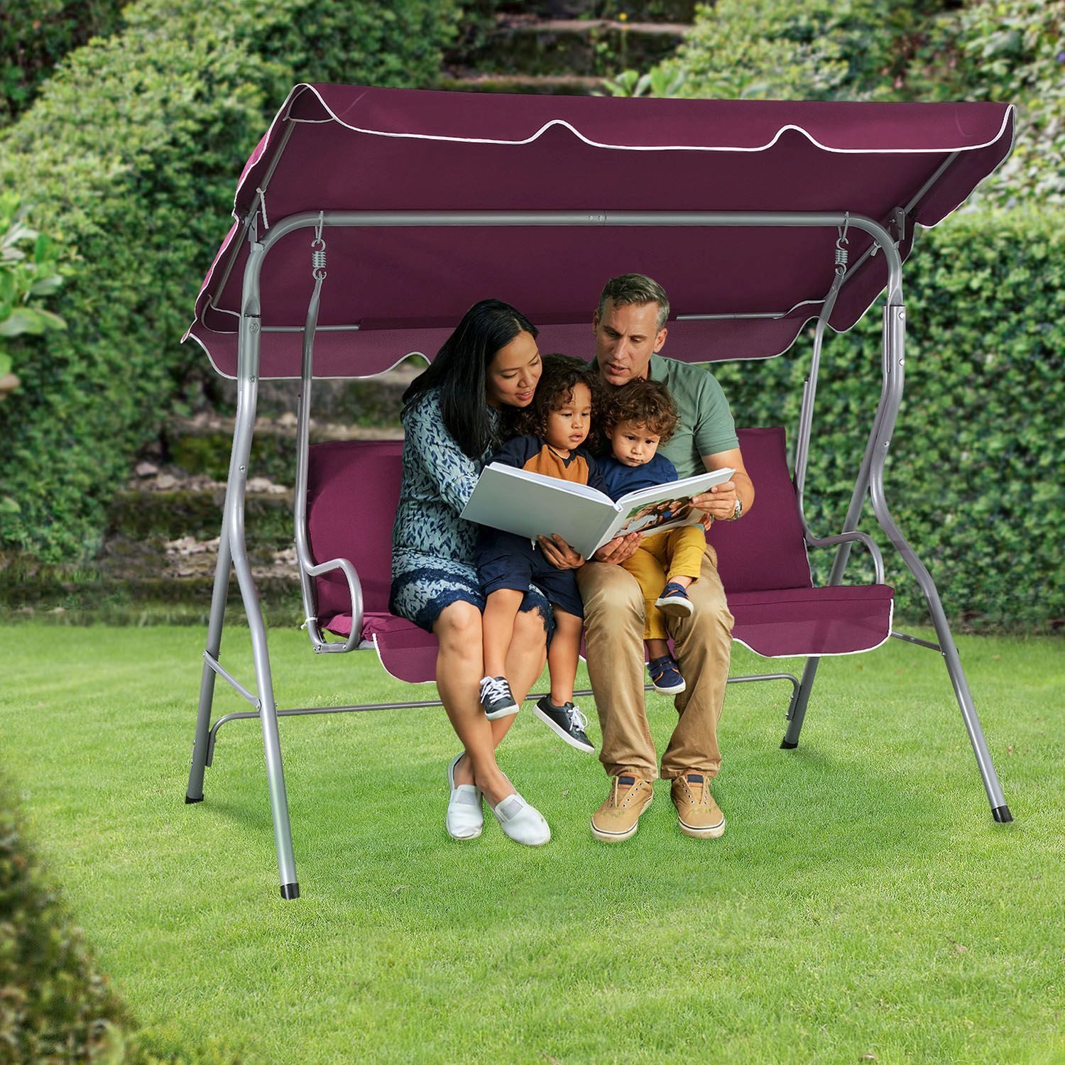 Juskys Hollywoodschaukel Cecina, 3-Sitzer, bis 200 günstig online kaufen