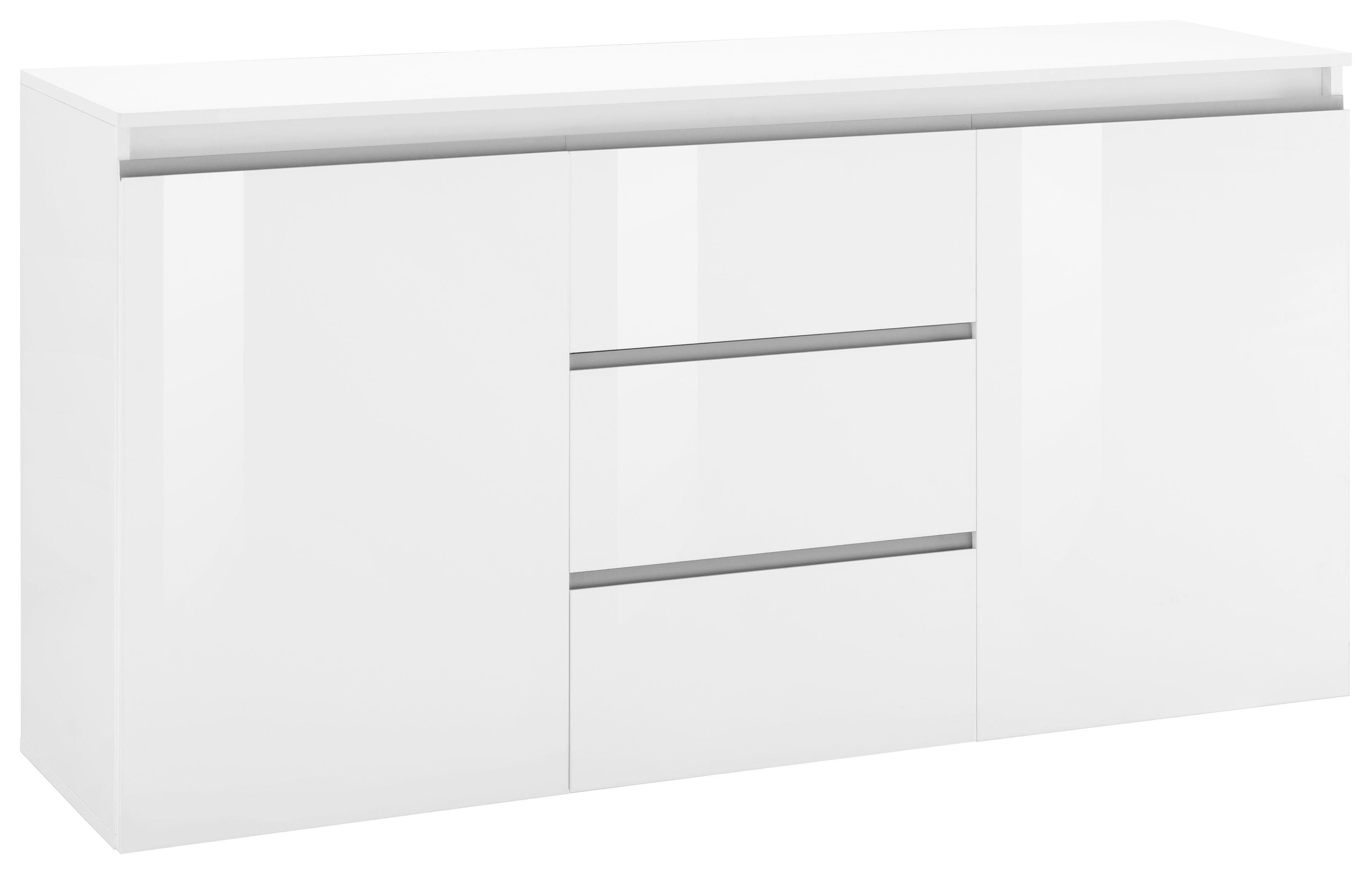 INOSIGN Kommode Magic, Kommode, Schrank, Büffet, Kredenz, mit 2 Türen und 3 Schubkästen Weiß HG (B/T/H) 150x40x81 cm