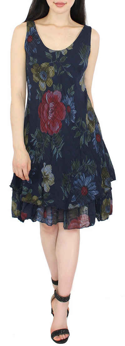 dy_mode Sommerkleid Damen Blumen Print Strand Kleid Knielang Sommerkleid Blumenkleid