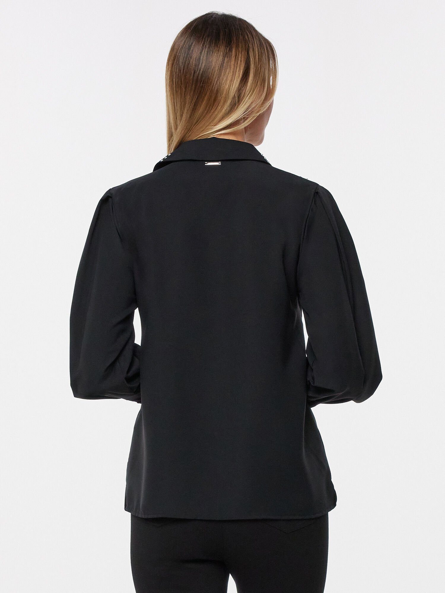 Sarah Kern Hemdbluse Shirt koerpernah mit Strassapplikation günstig online kaufen