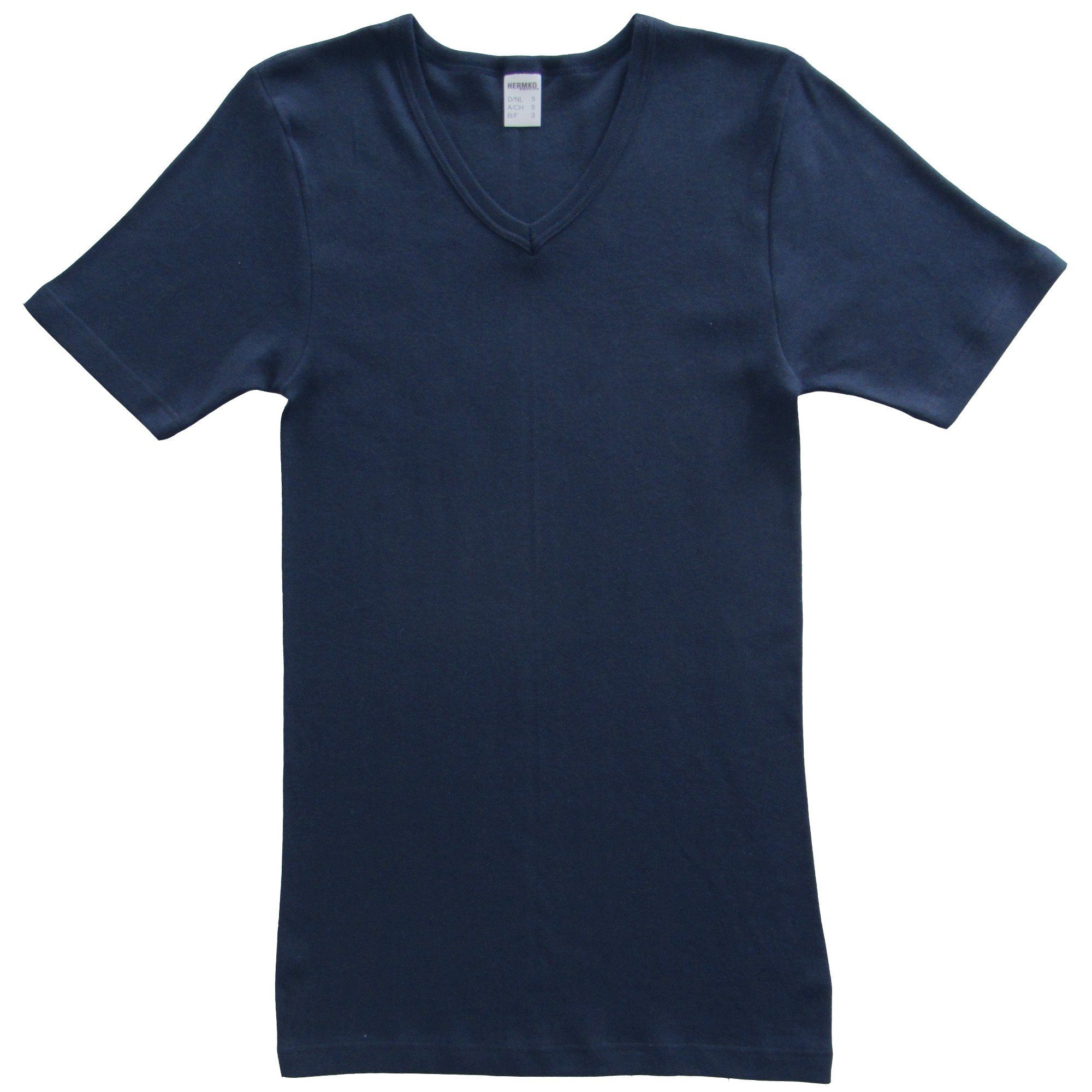 HERMKO Unterziehshirt kurzarm Shirt Bio-Baumwolle kurzarm Shirt V-Neck körpernahe Passform, Feinripp – Bild 3 von 3