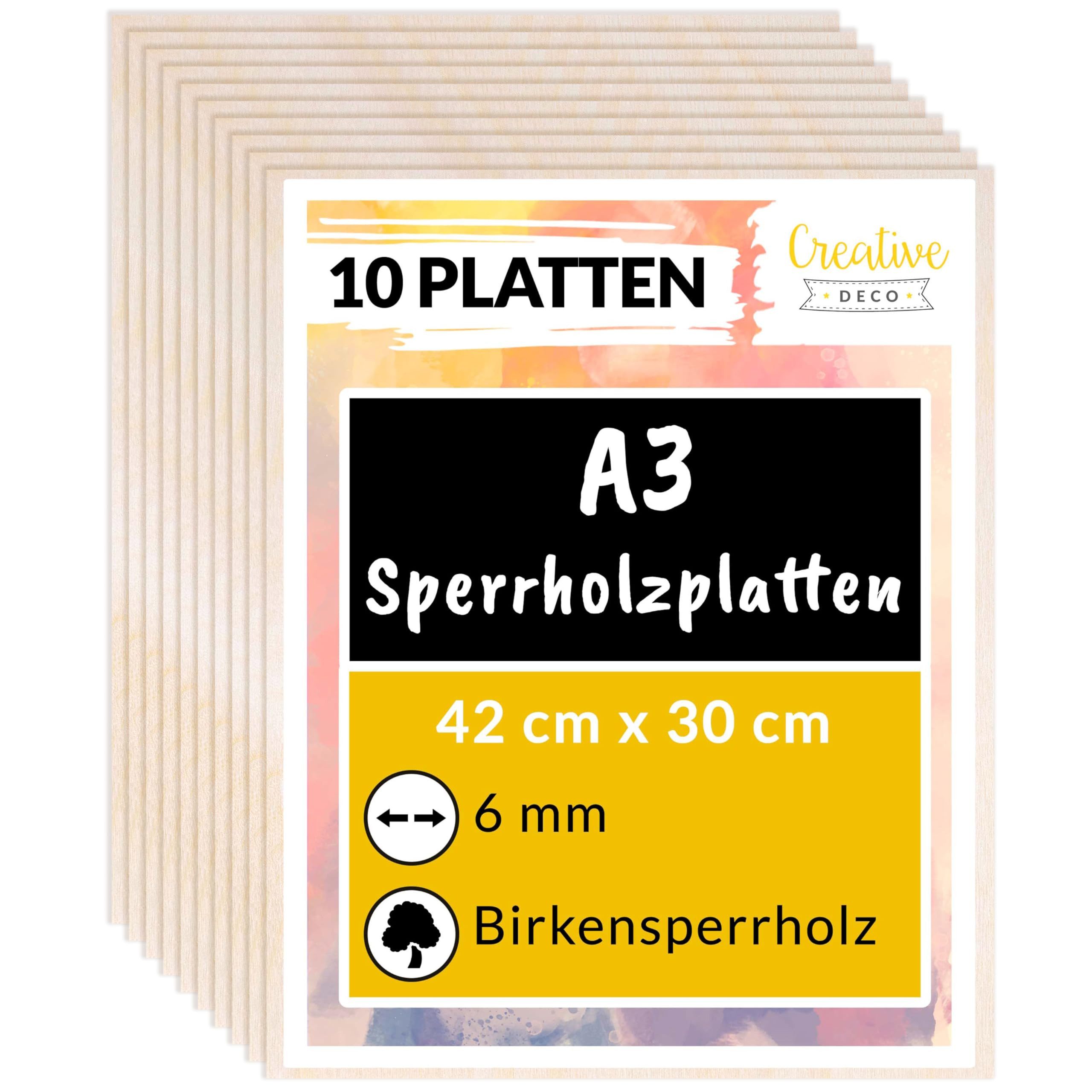 Creative Deco Bastelnaturmaterial Sperrholzplatte 6mm Birkensperrholz