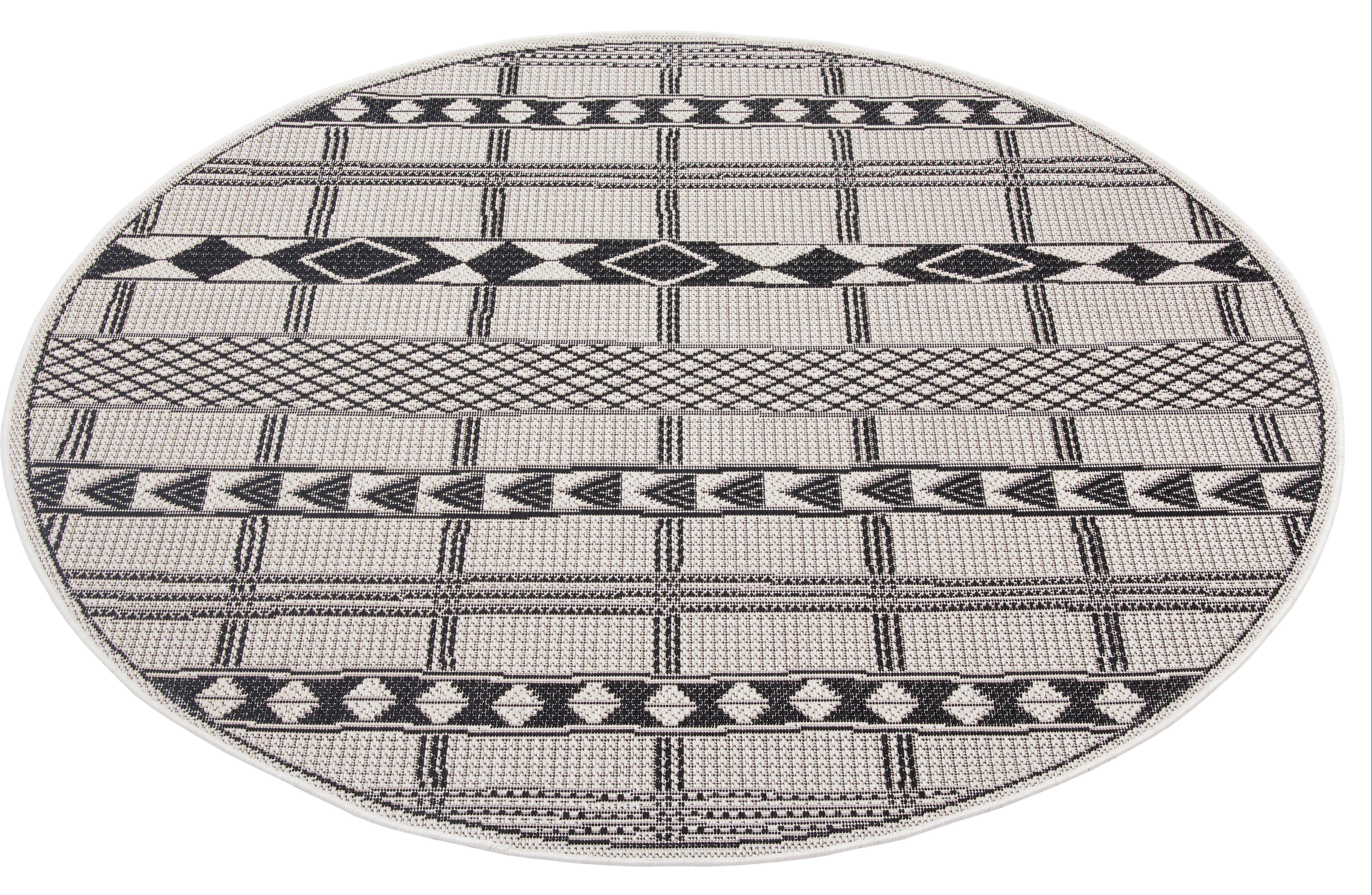 Teppich Yani, Leonique, rund, Höhe: 3 mm, Teppich im Boho-Look, strapazierfähig & pflegeleicht, Flachgewebe