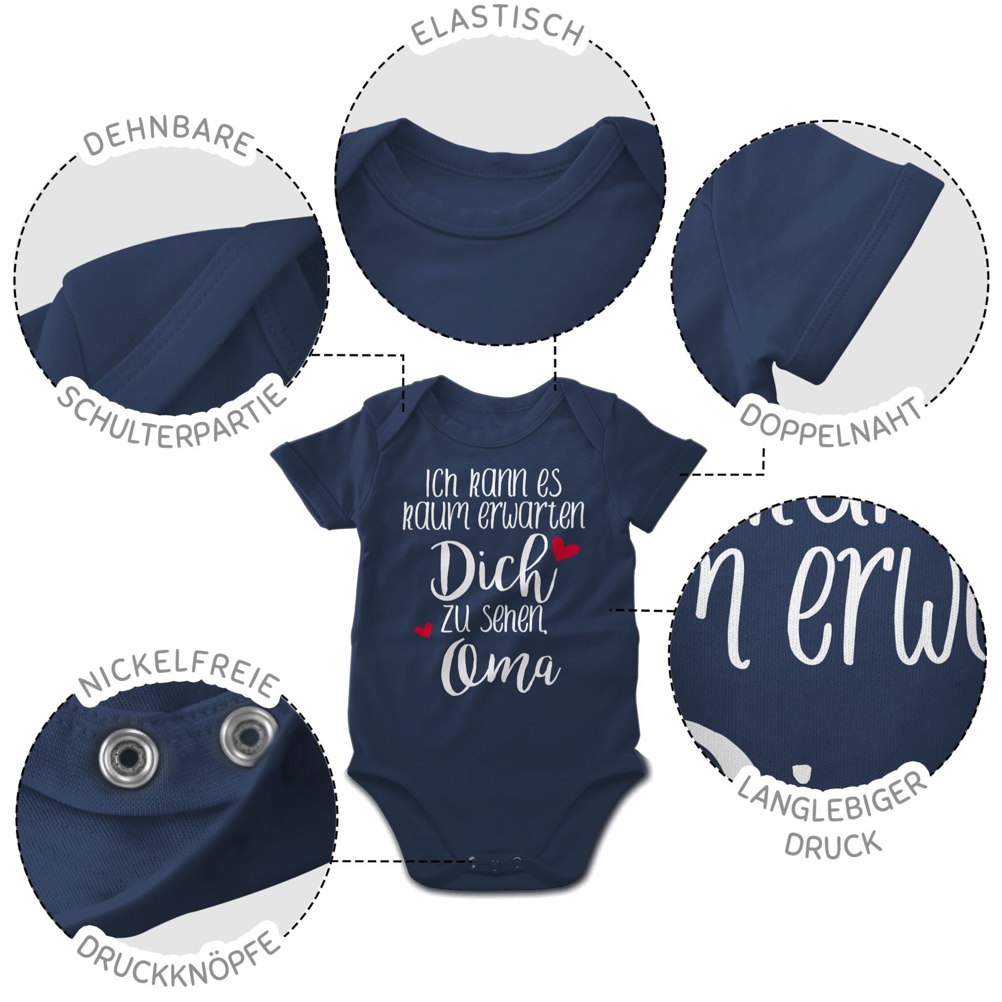 sehen, Shirtracer kaum Ich Shirtbody es erwarten Baby Mädchen Navy Oma zu Blau kann 1 - Junge weiß & Strampler dich