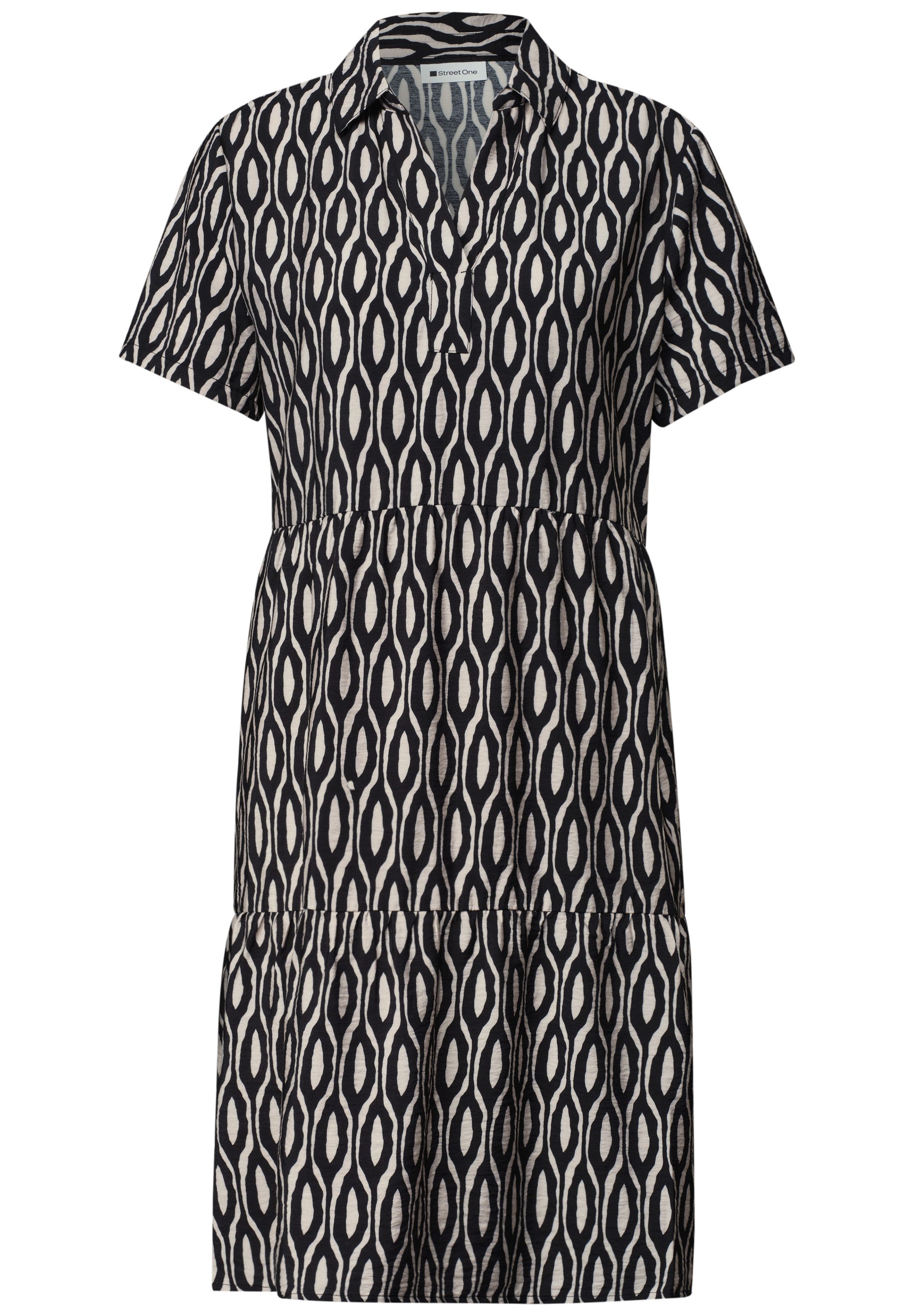 STREET ONE Druckkleid Knielanges Sommerkleid, Kurzarm, bedruckt