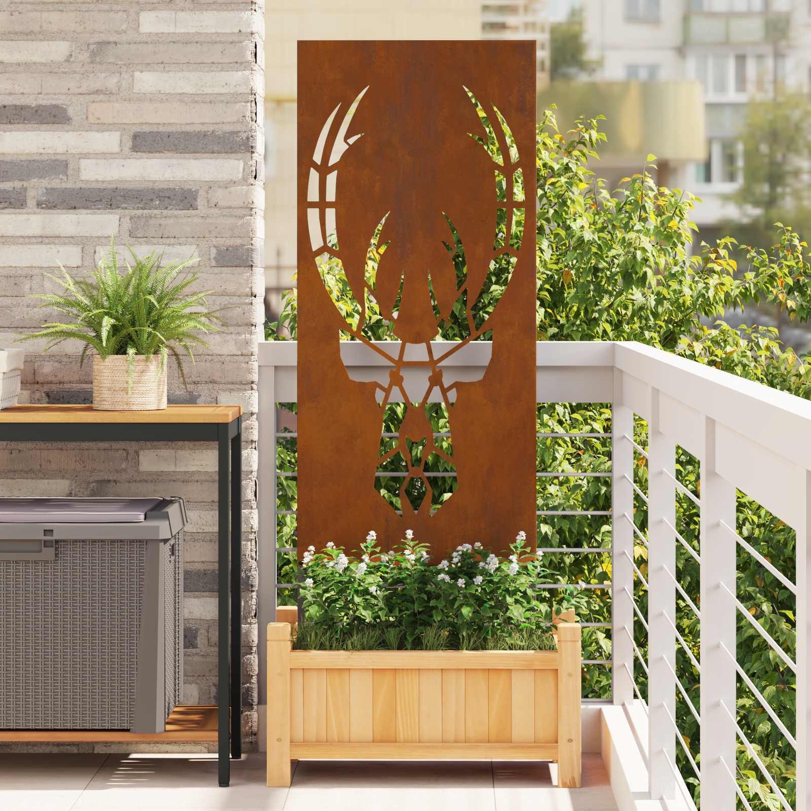 vidaXL Wandbild Garten Sichtschutz-Leinwand Rostig 50 x 140 cm Wetterfeststahl, (1 St)