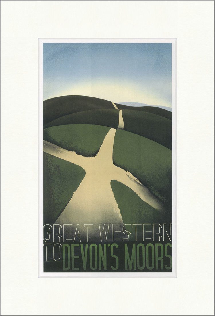 BillerAntik Kunstdruck Great Western to Devons Moors E. McKnight Kauffer 1932 Kunstdruck Plak, (1 St)