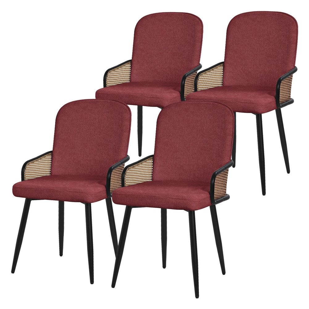 ML-DESIGN Polsterstuhl Esszimmerstühle mit Armlehne & Rückenlehne Ergonomische moderne Design (4 St), Armlehnstuhl mit Metallbeine 4er Set Rot Lounge Sessel bis 120 kg