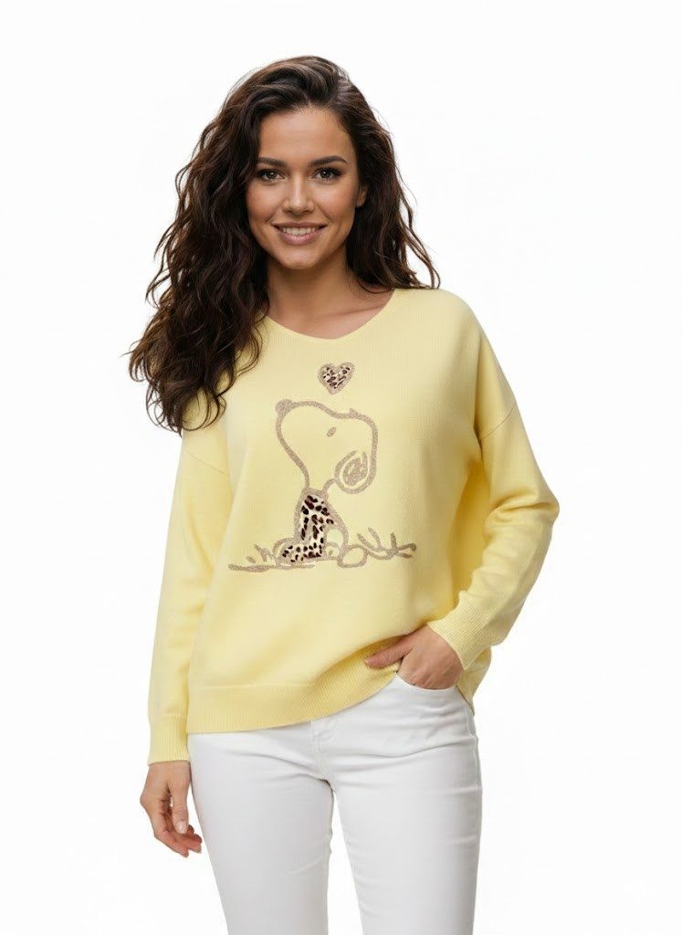 Rehoboth Moda V-Ausschnitt-Pullover Feinstrick Damen Pullover mit Comic Pri günstig online kaufen