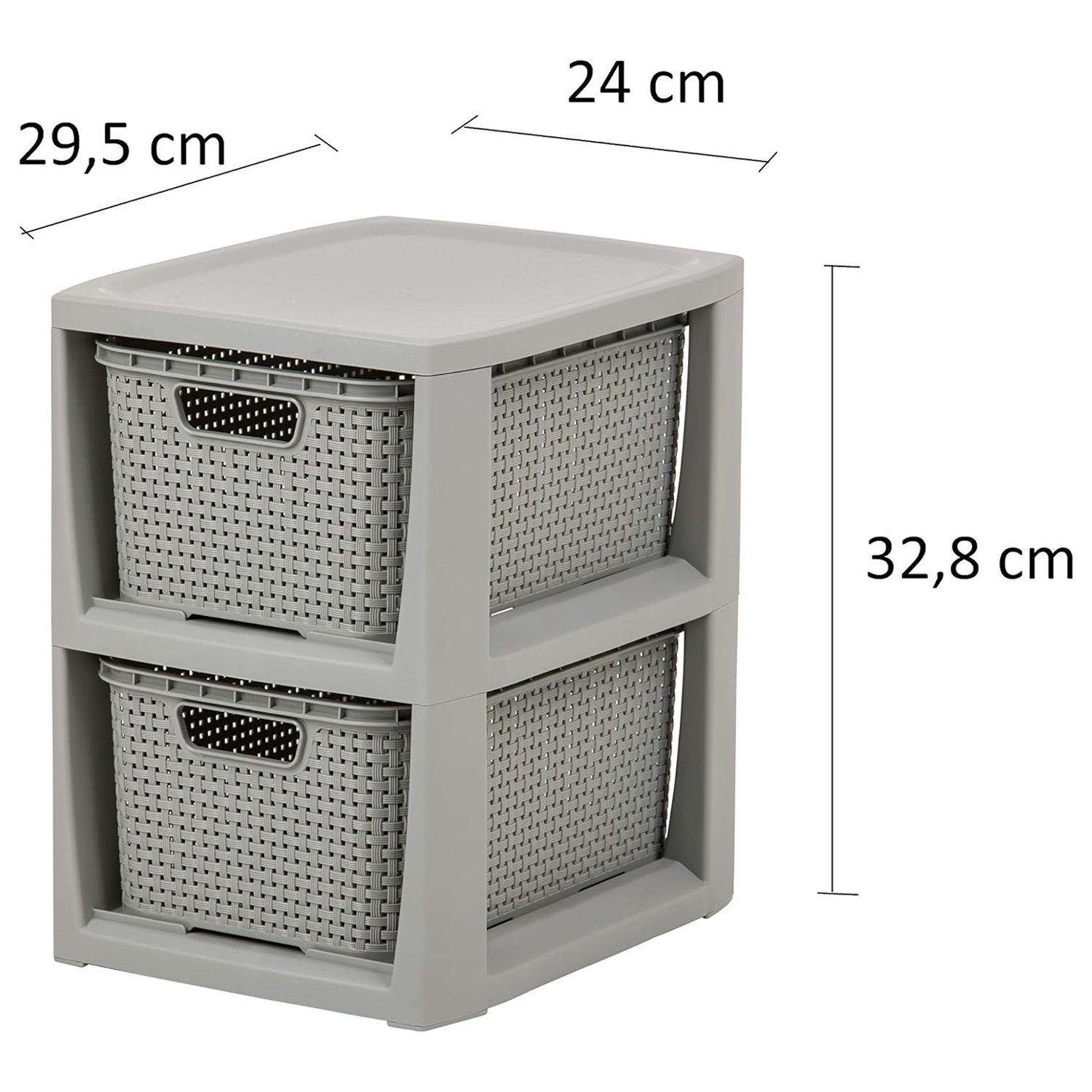 BranQ Badregal 1727, Rattan Bücherregal mit 2 ausziehbaren Körben grau günstig online kaufen