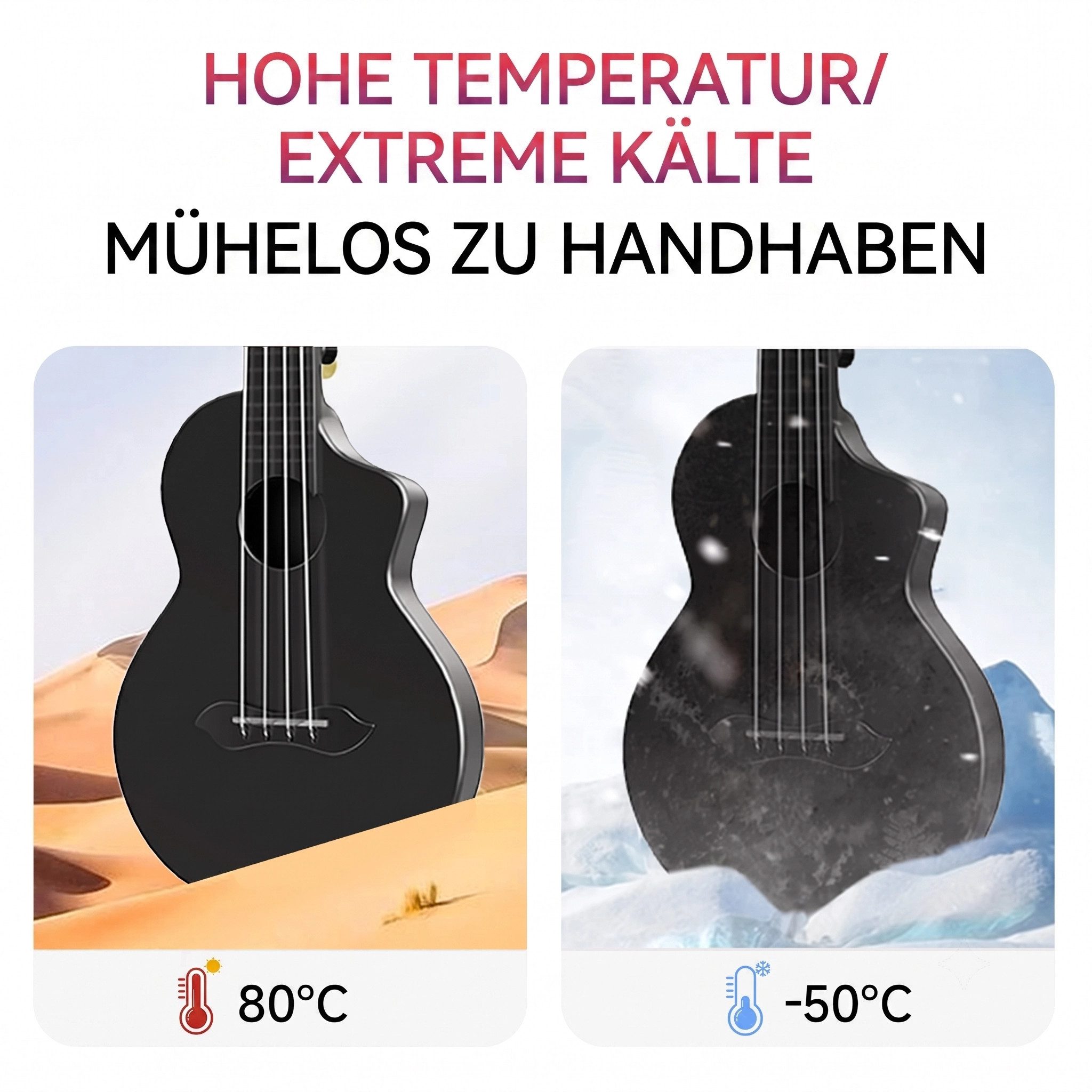 Donner Ukulele Carbon Konzertukulele wetterfeste Ultraleichte Reiseukulele Anfänger, Ukulele, Ukulelen-Tasche, Kältebeständig, Hitzebeständig, Wasserfest, Formstabil, Wartungsfrei