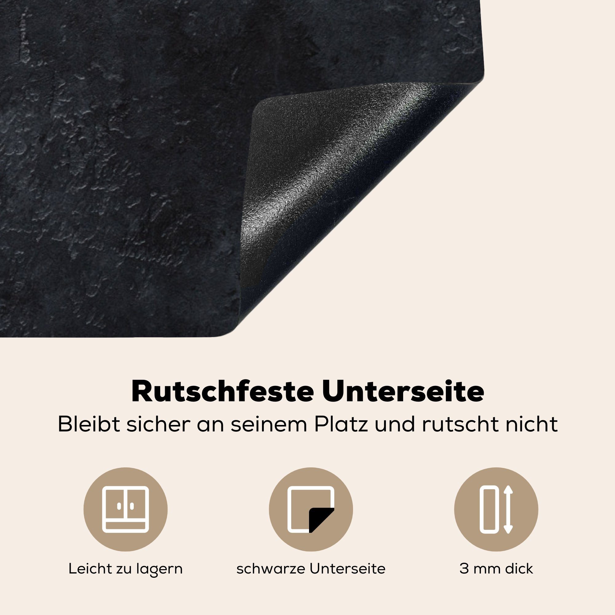 Zement (1 cm, Vinyl, für Abdeckplatte - Beton Induktionsschutz MuchoWow Herdblende-/Abdeckplatte Industrie, 83x51 tlg), - küche Arbeitsplatte - - Ceranfeldabdeckung,