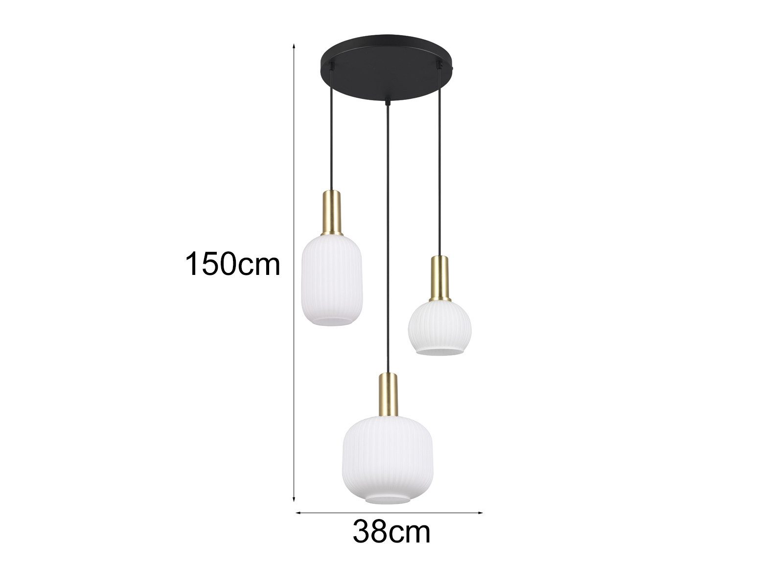 TRIO Leuchten LED Pendelleuchte, Dimmfunktion, LED wechselbar, warmweiß, Cluster Lampenschirm-e Glas hängend Esstisch & Treppenhaus Gold, Ø38cm