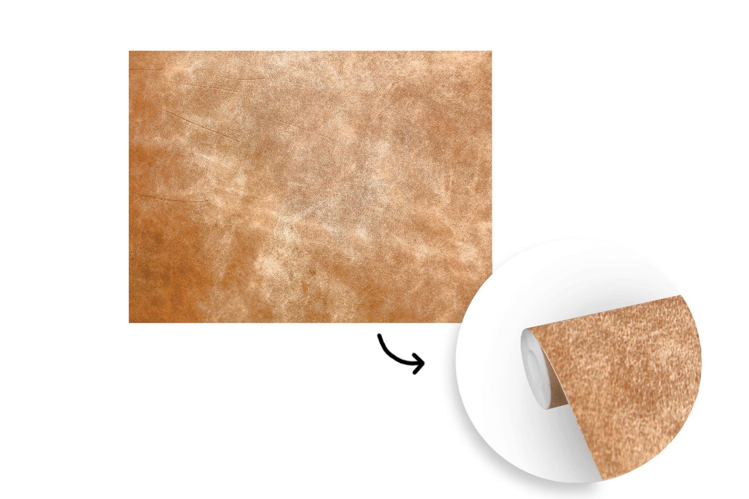 MuchoWow Fototapete Leder - Strukturiert - Lederoptik - Braun, Matt, bedruckt, Montagefertig Vinyl Tapete, Wandtapete, 275x220 cm