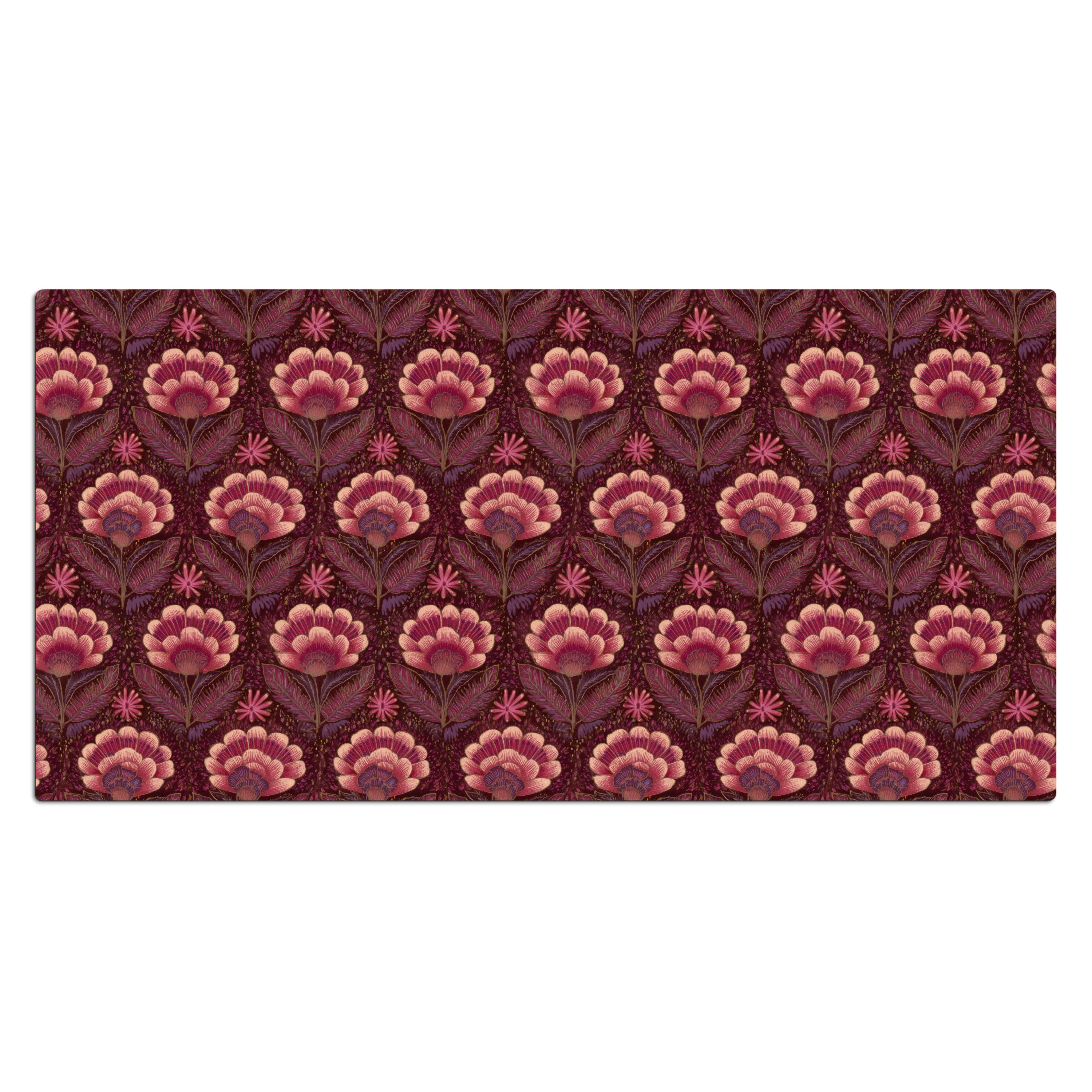 MuchoWow Gaming Mauspad Blumen - Fächer - Lila (1-St), Gaming Mauspad XXL, Schreibtischunterlage, Desk Mat Groß, 80x40 cm