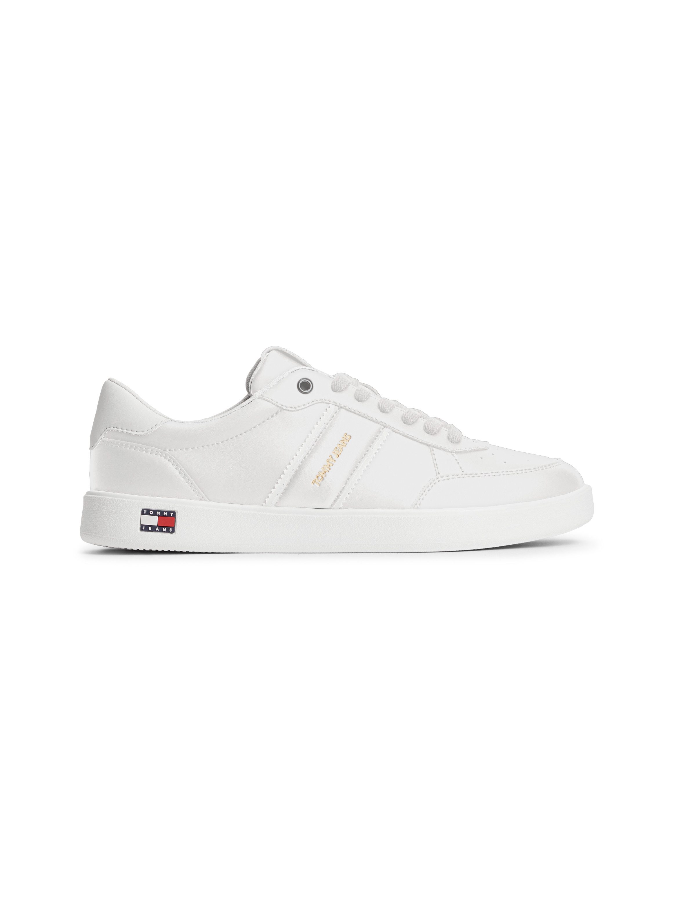 Tommy Jeans LIGHTWEIGHT FLAG LEATHER COURT Sneaker Freizeitschuh, Halbschuh, Schnürer mit Logoflagge im Plateau