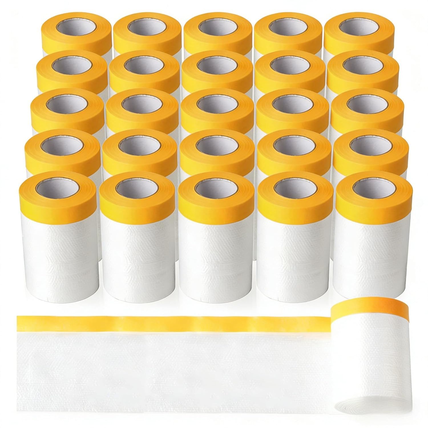 Adhes Tape Kreppband 36 Rollen Abdeckfolie Klebeband mit Folie Selbstklebende Malerfolie (PVC PE Folie, 36-St., 110cm x 20m) Starke Haftung, Rückstandsfrei, RoHS-zertifiziert
