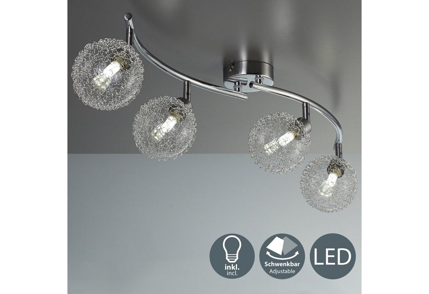 B.K.Licht LED Deckenspot »Lepus«, LED Deckenleuchte chrom modern Wohnzimmer Design schwenkbar G9-HomeTrends
