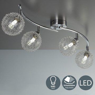B.K.Licht LED Deckenspot Lepus, Leuchtmittel wechselbar, Warmweiß, LED Deckenleuchte chrom modern Wohnzimmer Design schwenkbar G9
