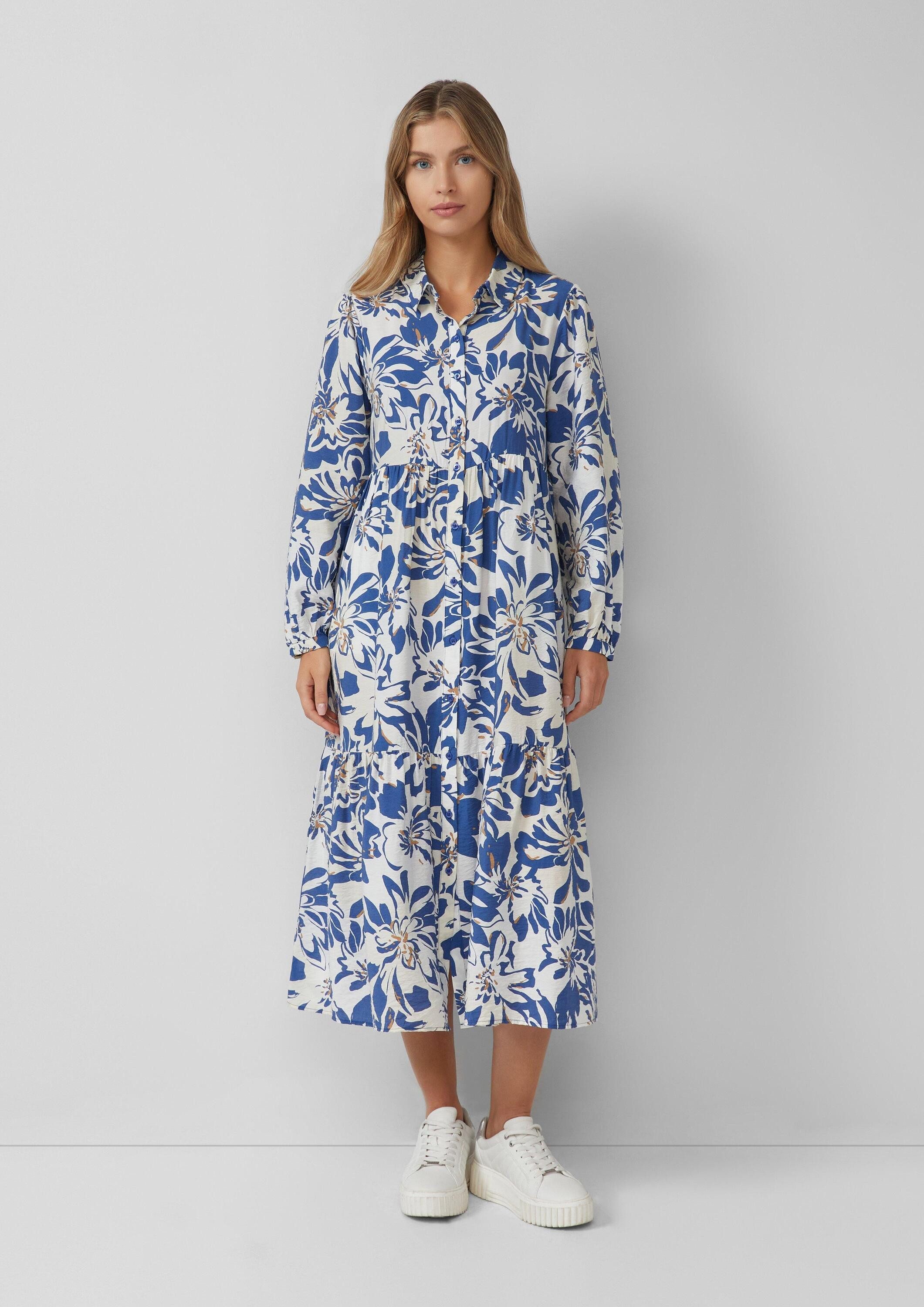 s.Oliver Midikleid Kleid Strukturiertes Viskosemix-Kleid im günstig online kaufen