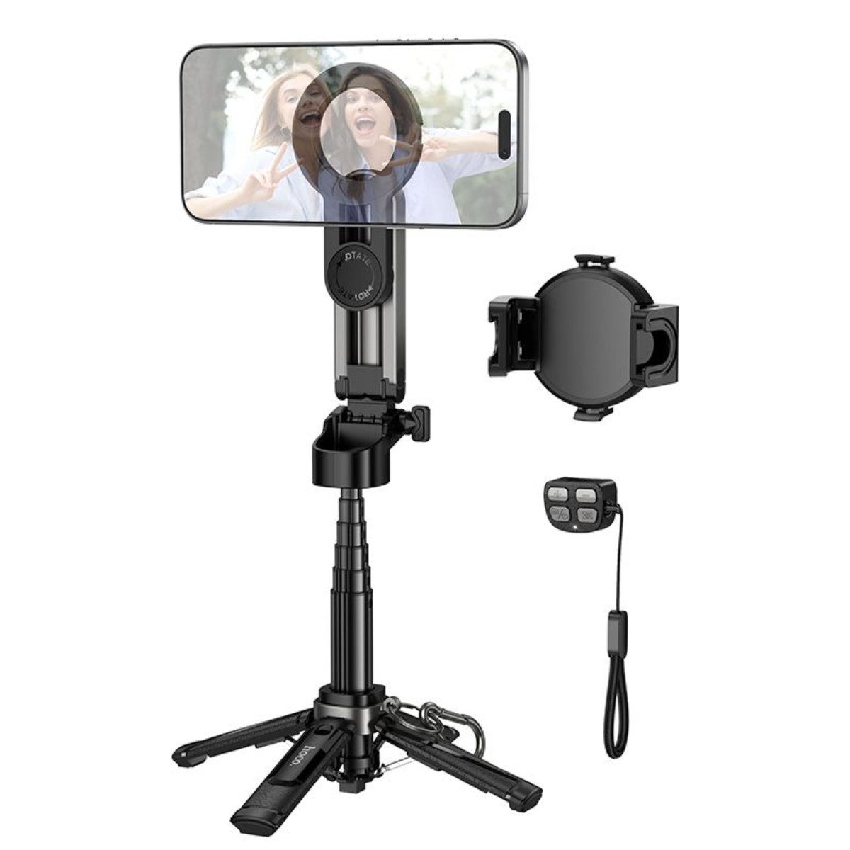 hoco. Selfie-Stick K27 PRO, Magnetische Halterung mit Bluetooth Fernbedienung für ruhige Aufnahmen