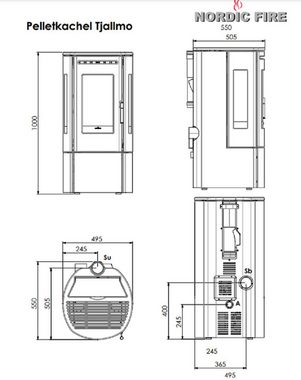 Nordic Fire Pelletofen Tjallmo, 7,00 kW, 3 Sichtscheiben