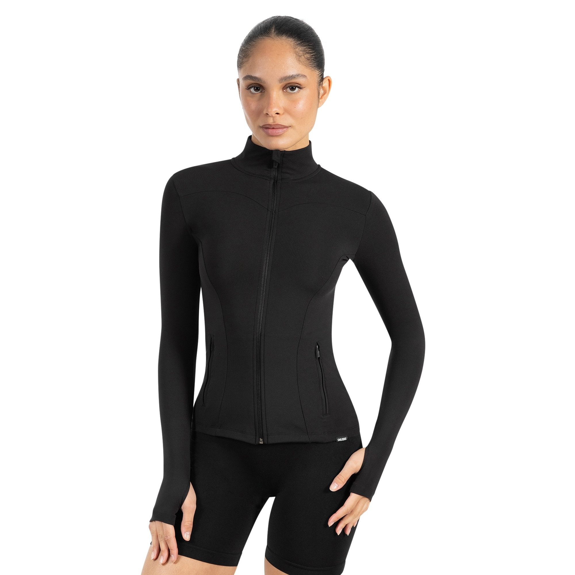 Smilodox Outdoorjacke Kenna, Sportjacke mit tailliertem Schnitt, Windbreaker Laufjacke Sport Oberteil Daumenlöcher Activewear Atmungsaktiv Freizeit Fitness