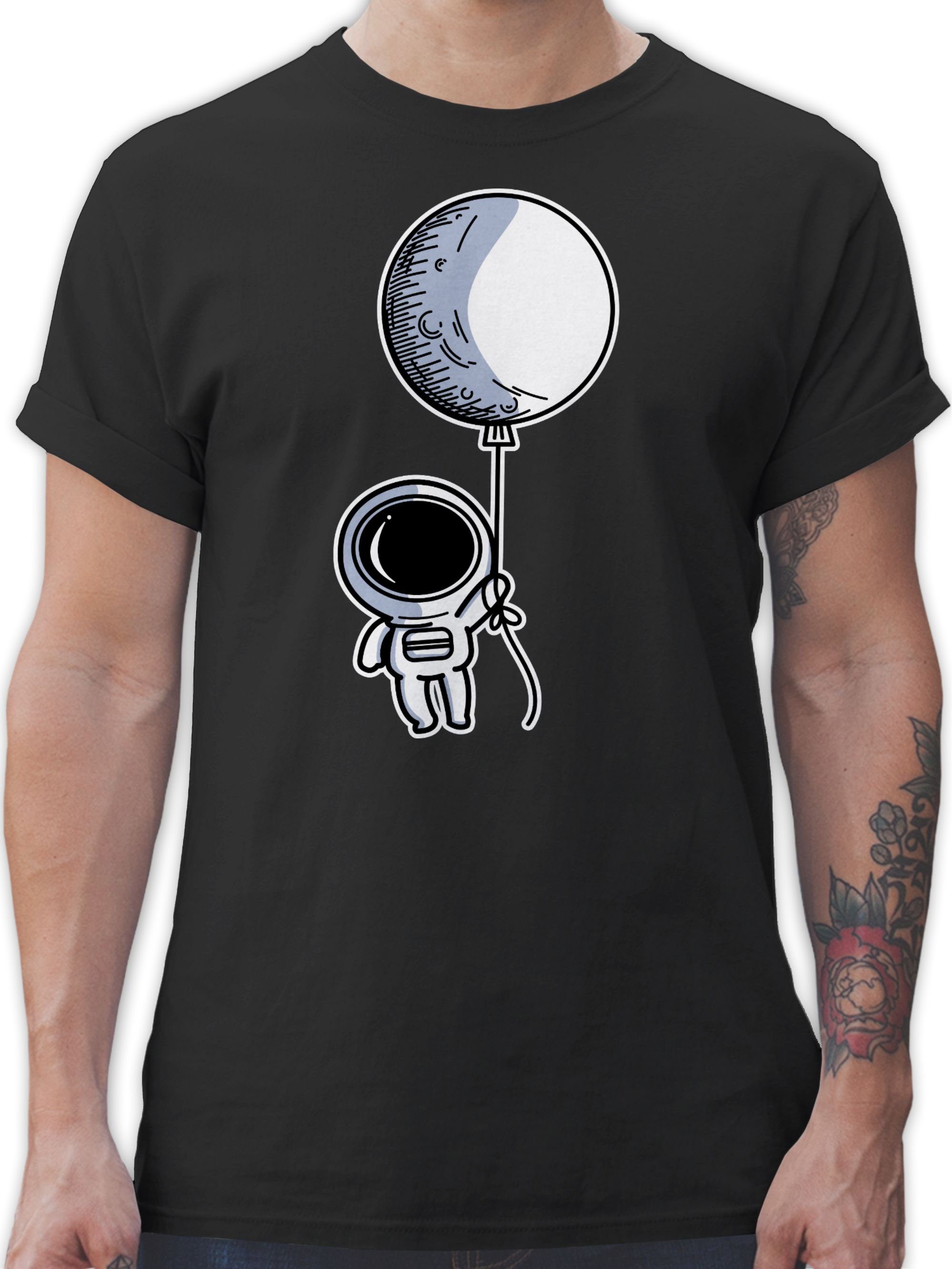 Nerd Astronaut T-Shirt mit Shirtracer Schwarz Luftballon Geschenke 01