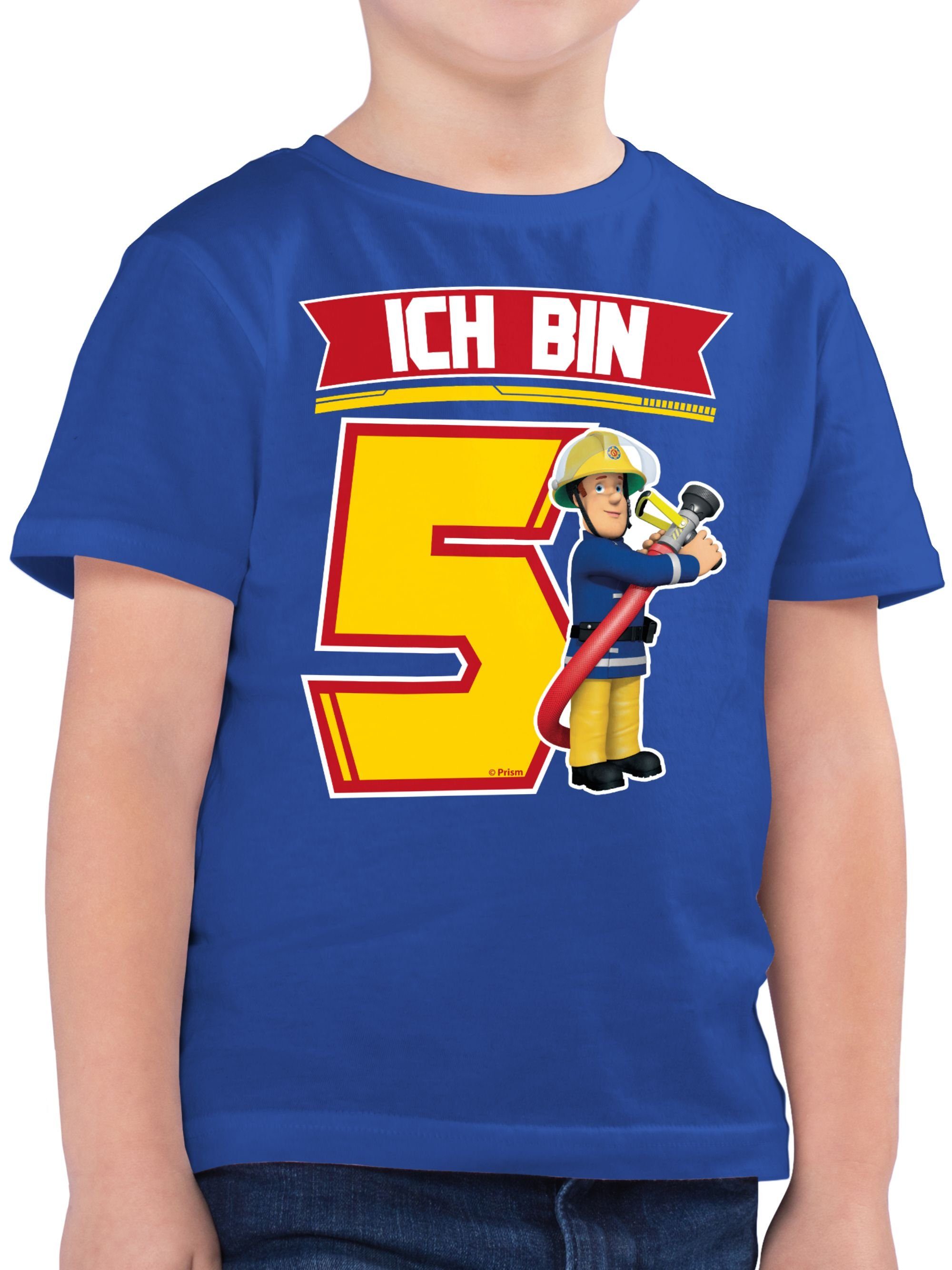 Shirtracer T-Shirt Ich bin 5 - Sam Feuerwehrmann Sam Jungen 02 Royalblau