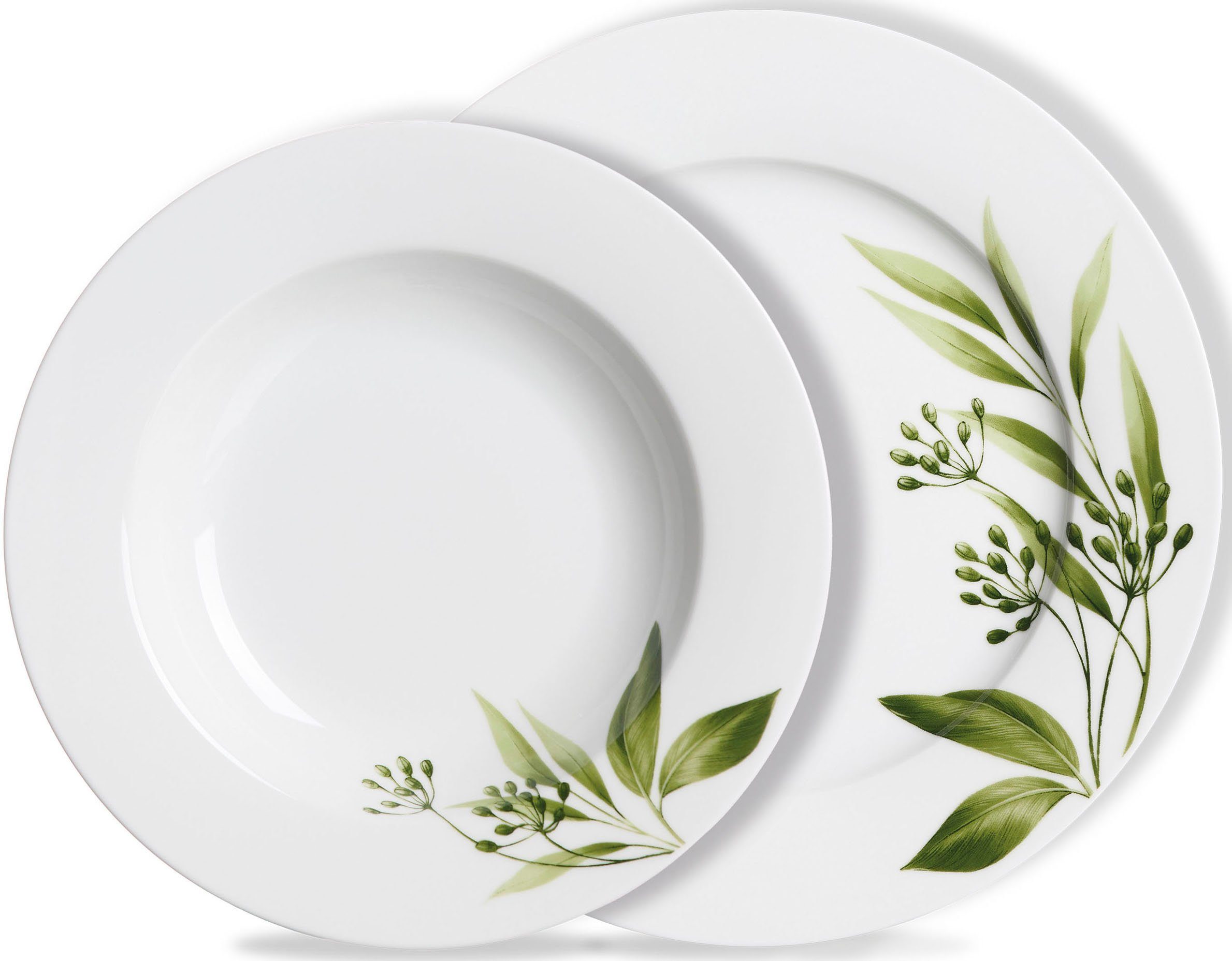 Ritzenhoff & Breker Tafelservice Evora (12-tlg), 6 Personen, Porzellan, Teller Set, Geschirr-Set mit Botanik-Motiv
