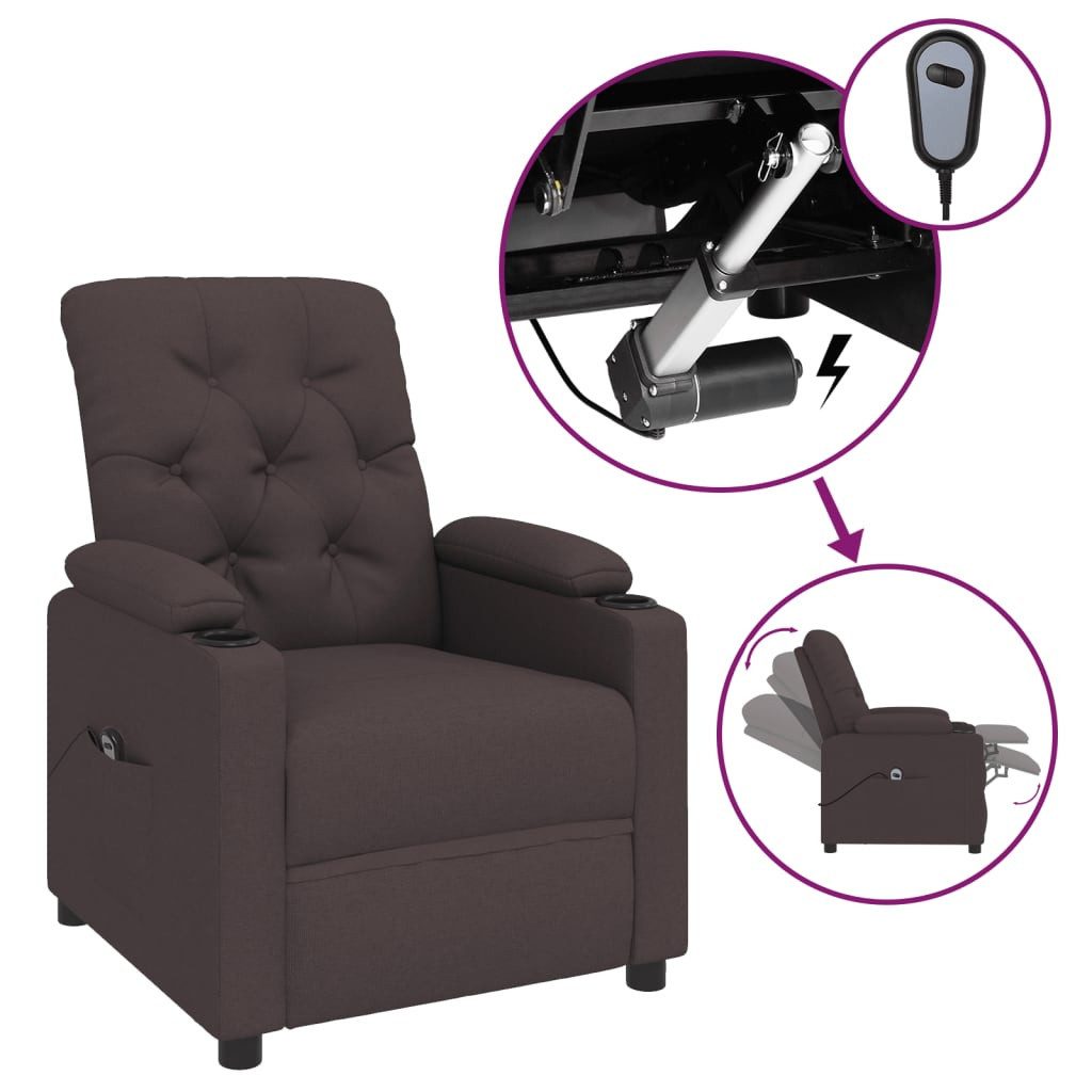 vidaXL Sessel Relaxsessel Elektrisch Dunkelbraun Stoff günstig online kaufen