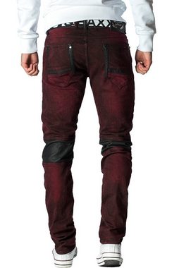 Cipo & Baxx Bikerjeans Herren Hose BA-CD481 mit Kunstleder Bereichen und Nieten