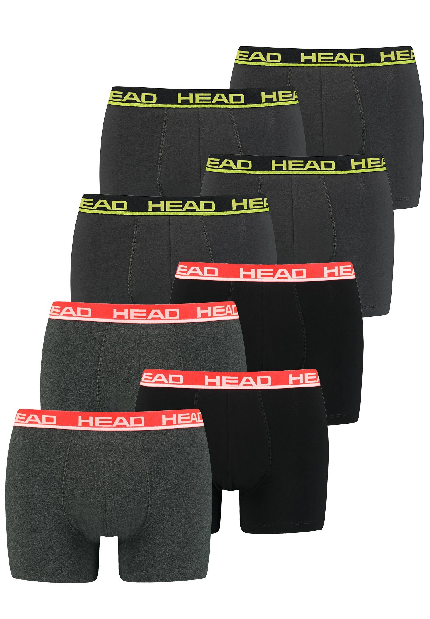 Head Boxershorts Head Basic Boxer 8P (Spar-Set, 8-St., 8er-Pack) Phantom Lime/Grey Red
