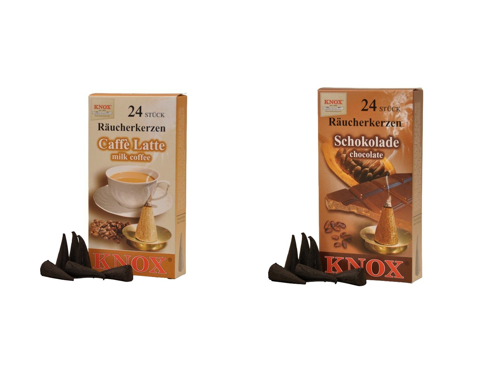 KNOX Duftkerze Räucherkerzen Kaffeduftset - Caffé Mocha - 2er Set, entspannende Düfte wie im Café für Zuhause - Made in Germany