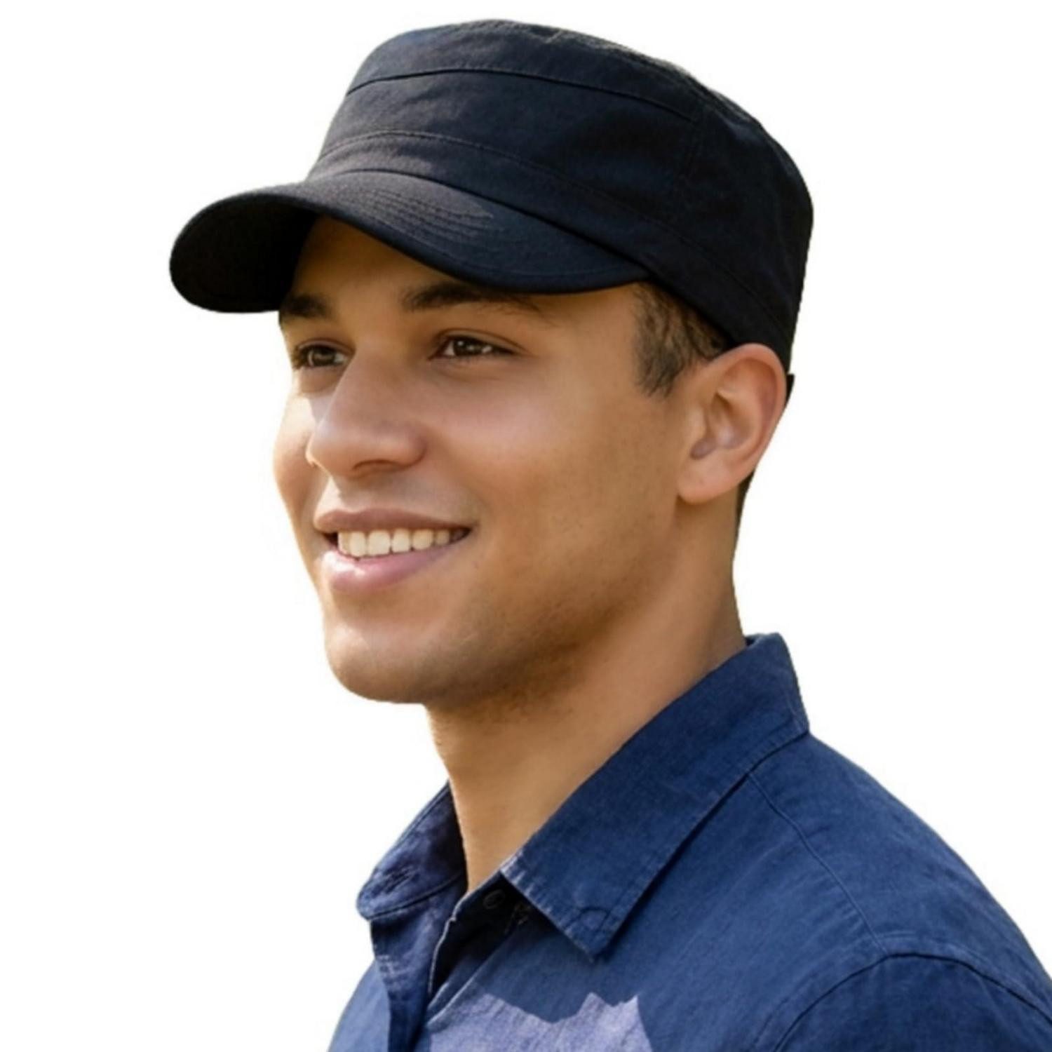 LuxusKollektion Army Cap Cap Militär Herren Damen Verstellbar Flat Einheitsgröße B1# Schwarz