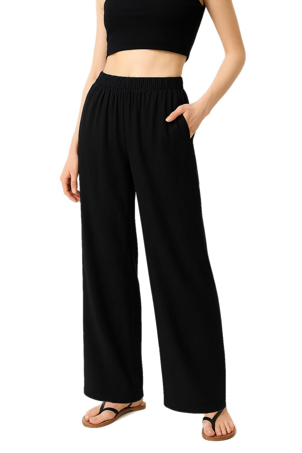 dy_mode Palazzohose Damen Sommer Palazzohose Schwarz günstig online kaufen