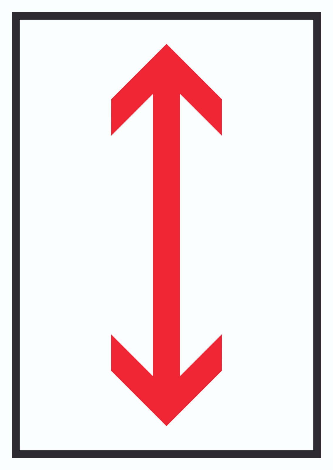 Hinweisschild Richtungspfeil hoch runter Schild hochkant rot weiss schwarz Pfeil