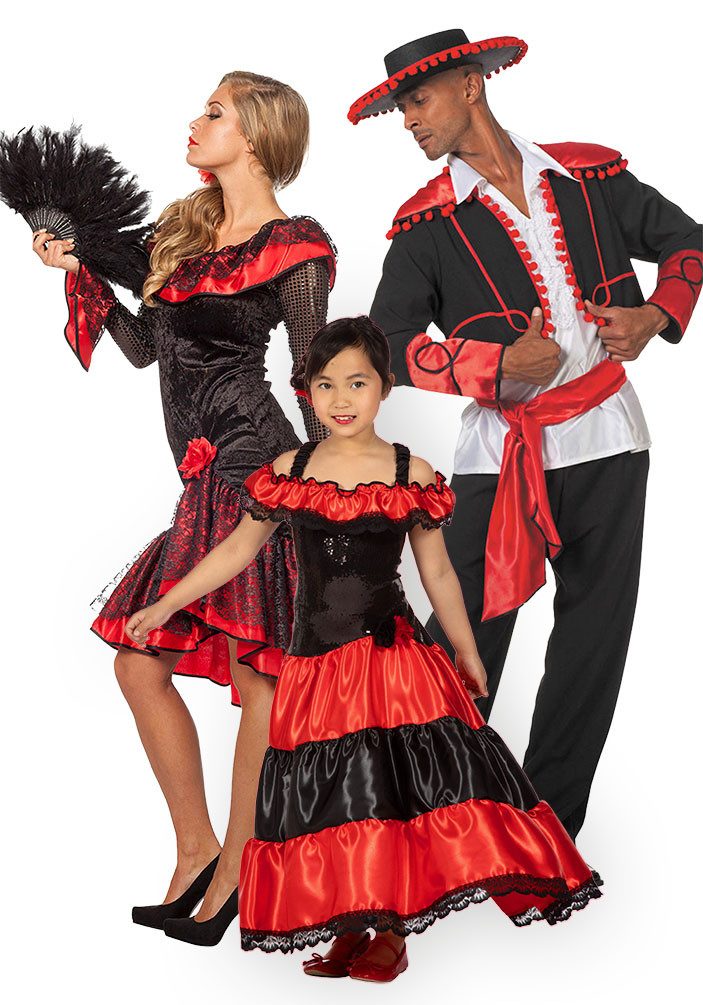 Karneval-Klamotten Kostüm Spanierin Mädchenkostüm Flamenco Tänzerin, Kinderkostüm Mädchenkostüm spanisches Carmen Kleid Karneval