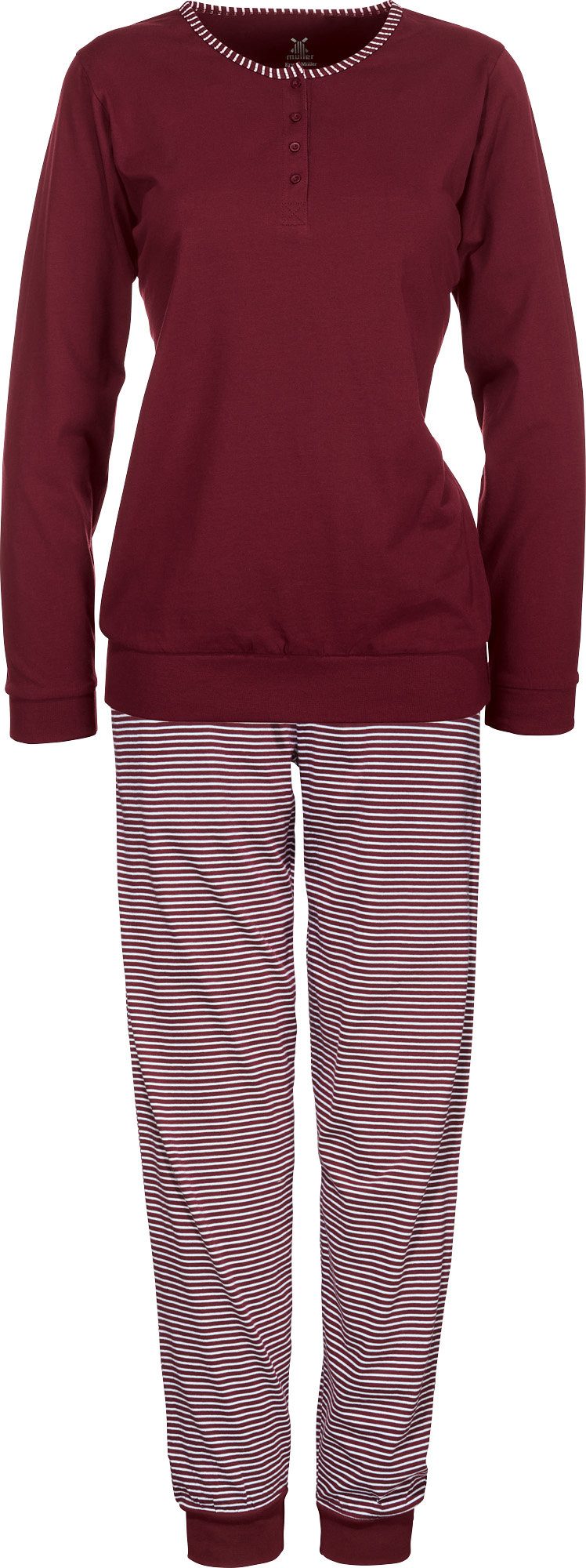 Erwin Müller Pyjama Damen-Schlafanzug Single-Jersey Streifen: gestrickter R günstig online kaufen