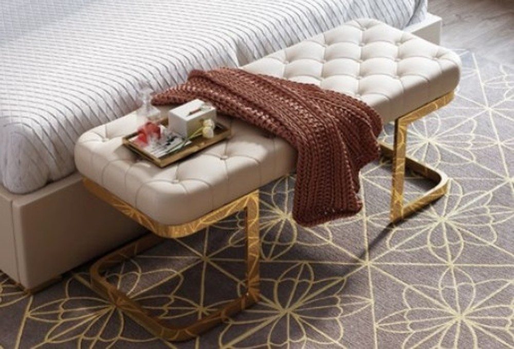 JVmoebel Bettbank Chesterfield Sitzbank Pouf Hocker Polster-Ottomane, Made in Europa