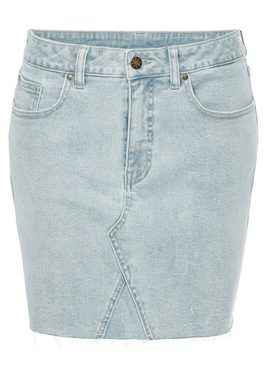 Buffalo Jeansrock in kurzer Form mit Fransensaum, Minirock aus bequemem Baumwoll-Stretch