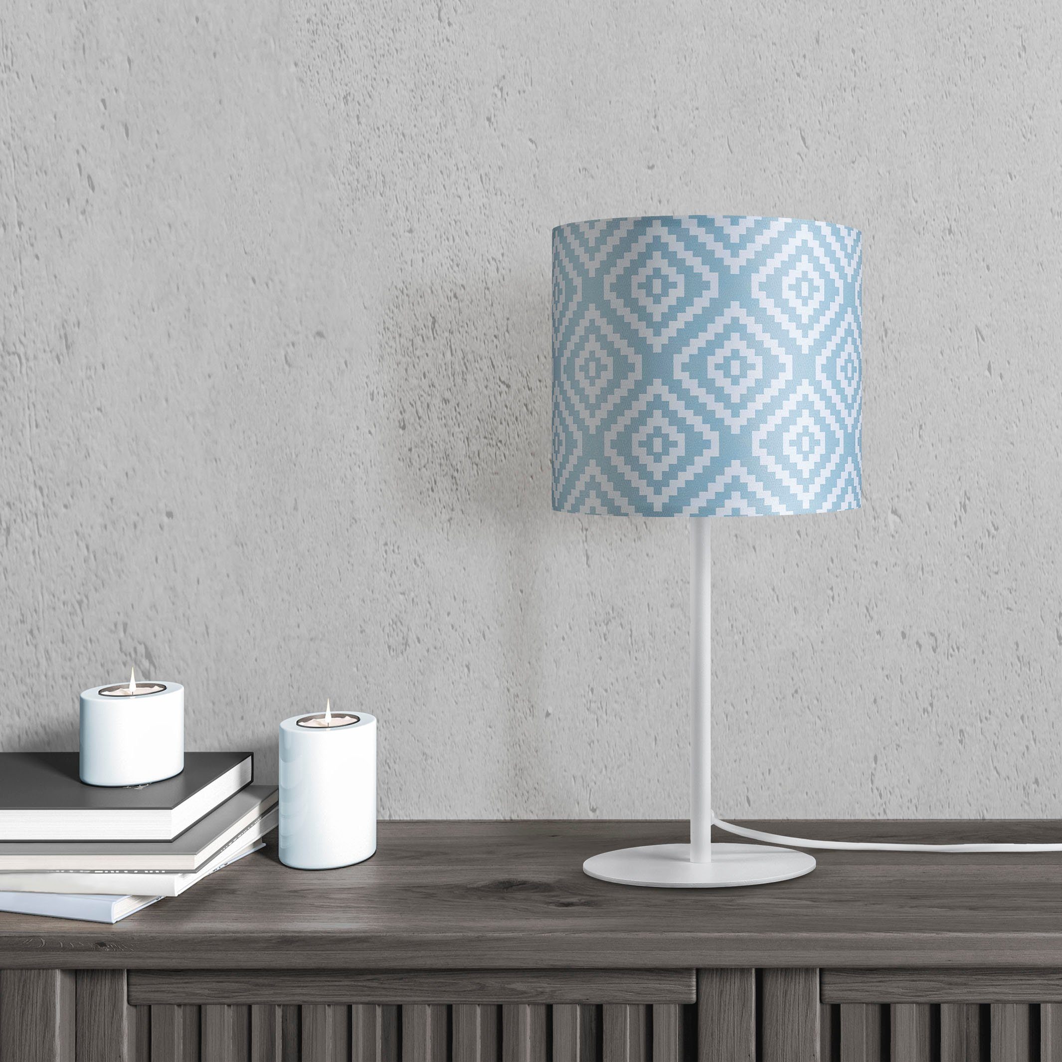 Paco Home Tischleuchte Luca Stella, ohne Leuchtmittel, Stoff Nachtlicht Vintage Retro Mit Stecker Modern Nacht