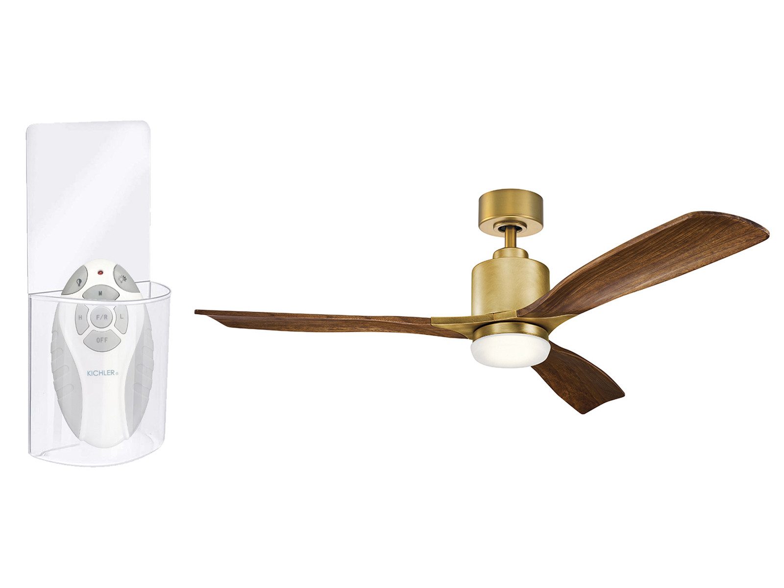 Kichler Deckenventilator, Ø 132cm mit Fernbedienung, Licht & Echt-holz, leise-r für Schlafzimmer