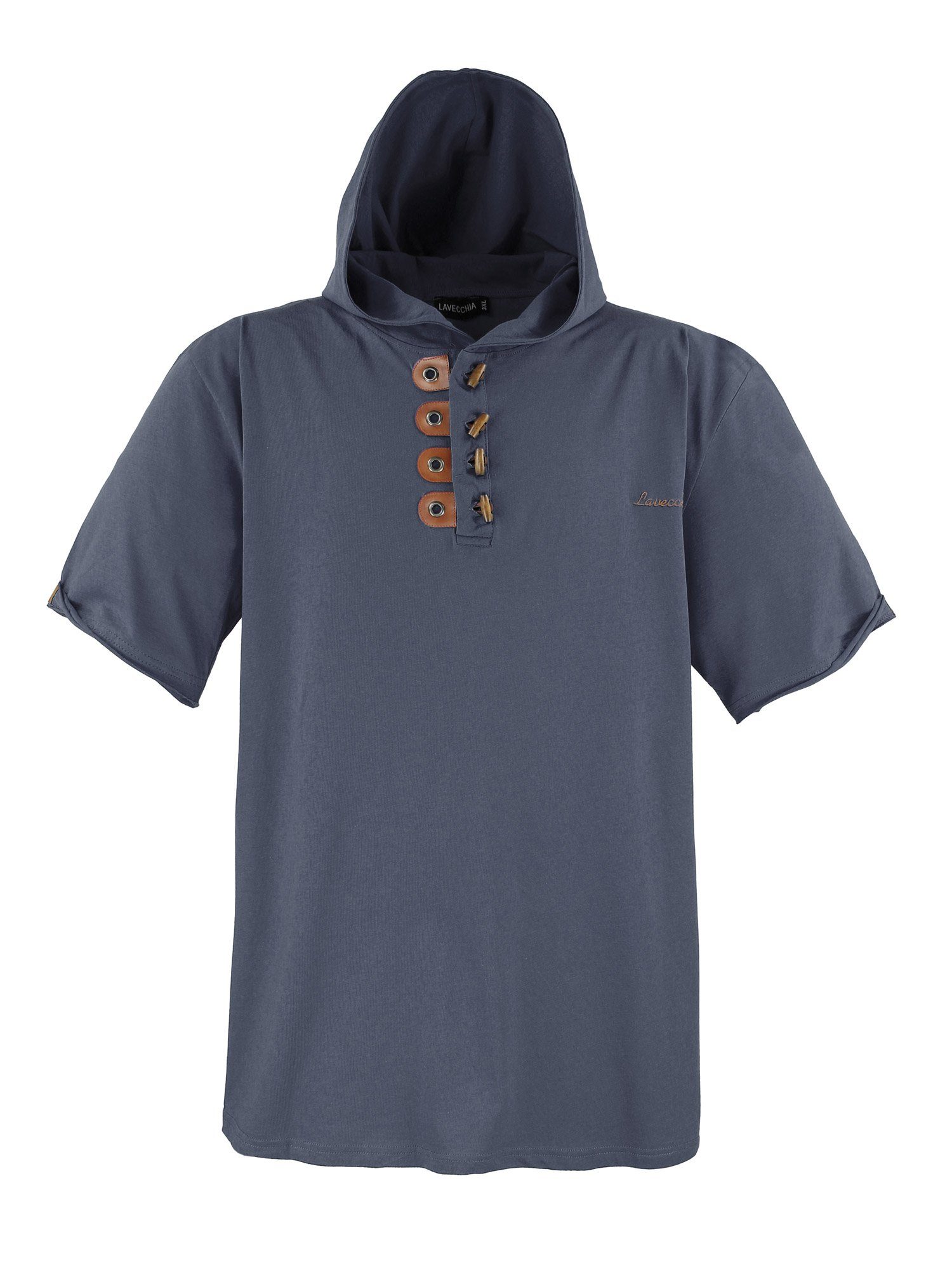 Lavecchia T-Shirt Übergrößen Herren Kapuzenshirt LV-609 Herrenshirt Kapuzen Shirt dunkelgrau
