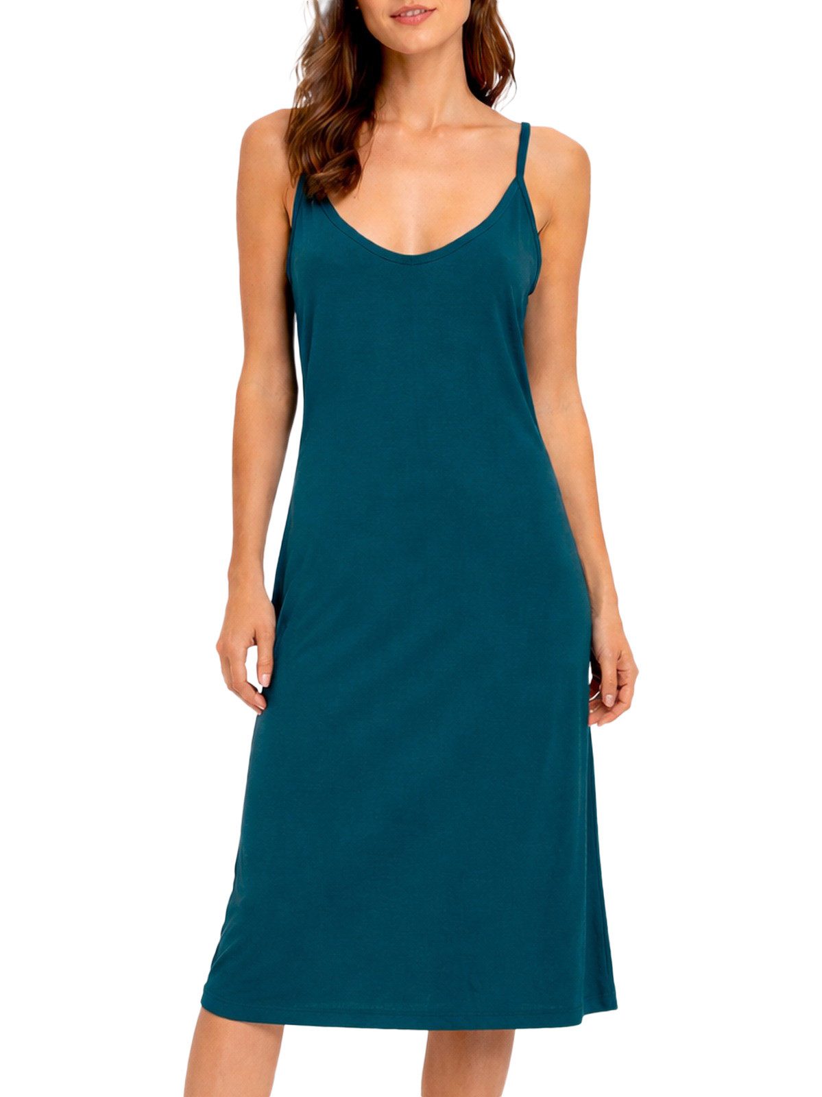 Vishes Maxikleid Langes Trägerkleid Damen Spaghettiträger Jersey Baumwolle Alternative Mode, Boho, Hippie, Ethno, Festival