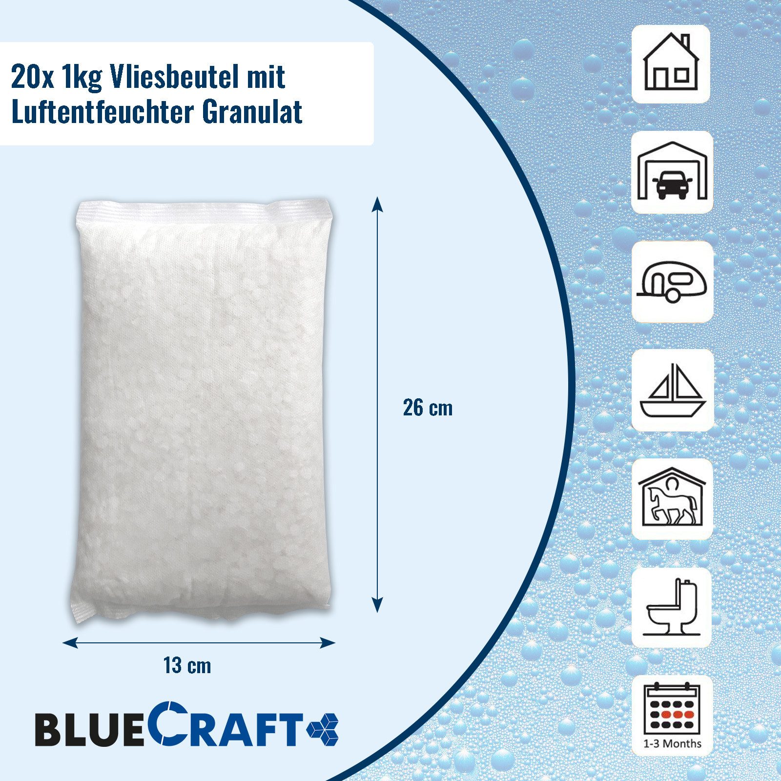 BlueCraft Luftentfeuchter-Nachfüllpack 20x 1kg Raum Entfeuchter Granulat im günstig online kaufen