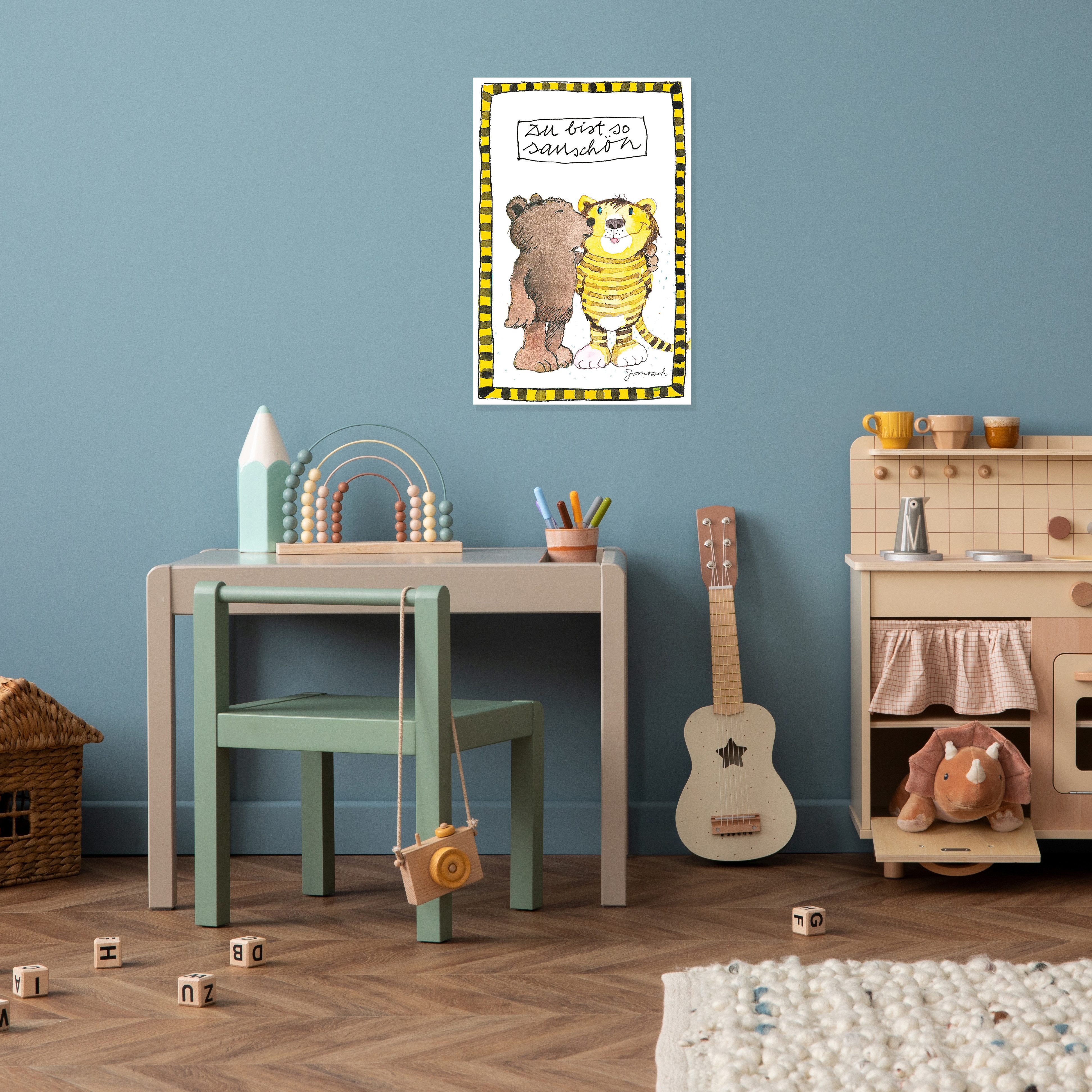 LuckyLinde Wanddekoobjekt Der kleine Bär und der kleine Tiger - Du bist so schön (1 St), Exklusive JANOSCH Kindermotive, Stahlschild