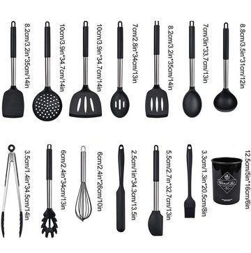 esyBe Kochbesteck-Set »Silikon Küchenutensilien Set, Küchenhelfer, Küchengerät, Schwarz« (13-tlg), Antihaftbeschichtet, Hitzebeständig